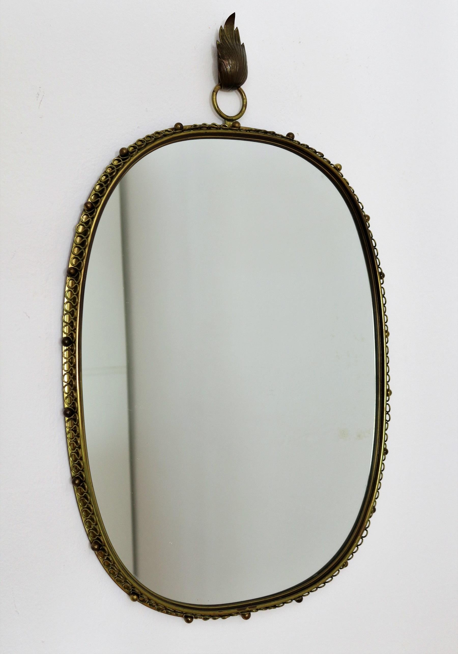 Midcentury Brass Wall Mirror by Josef Frank for Svensk Tenn, 1950s 7