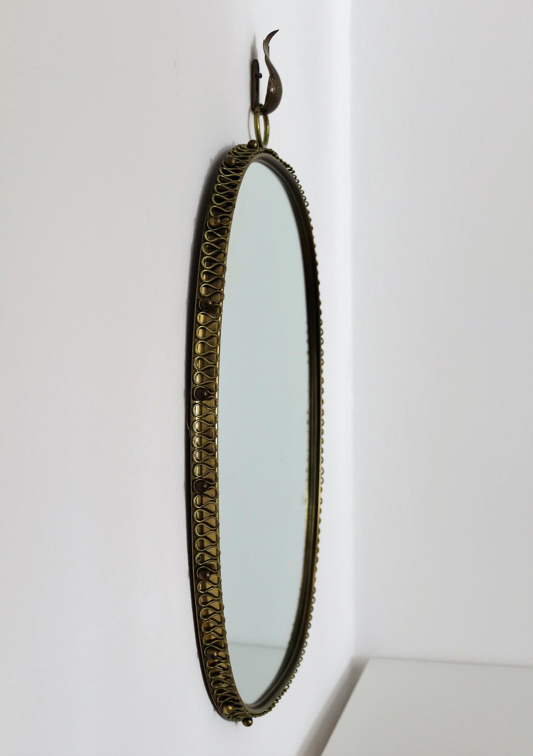 Swedish Midcentury Brass Wall Mirror by Josef Frank for Svensk Tenn, 1950s