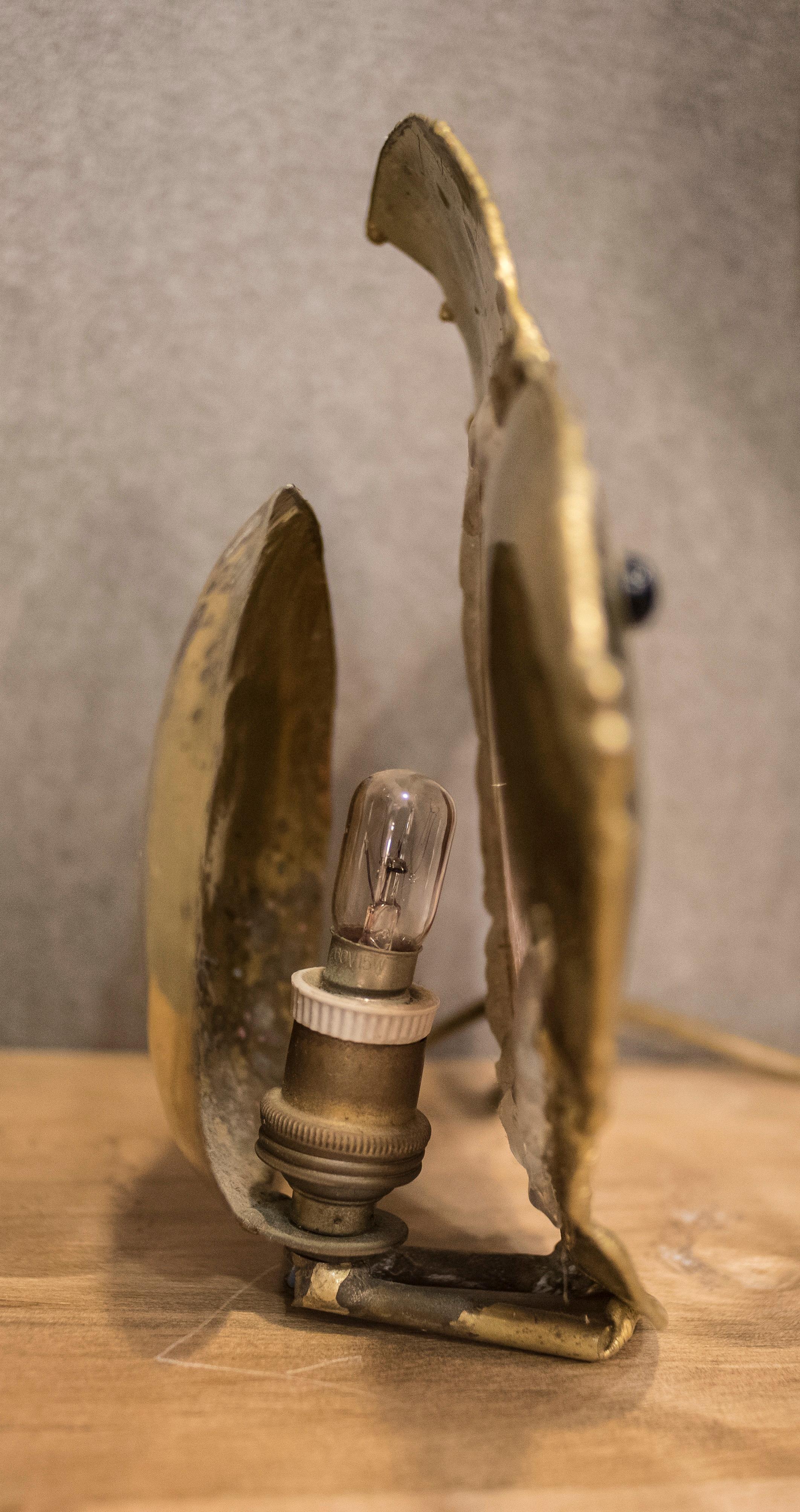 Midcentury Brass with an Agate Stone French Table Lamp In Excellent Condition In Valladolid, ES