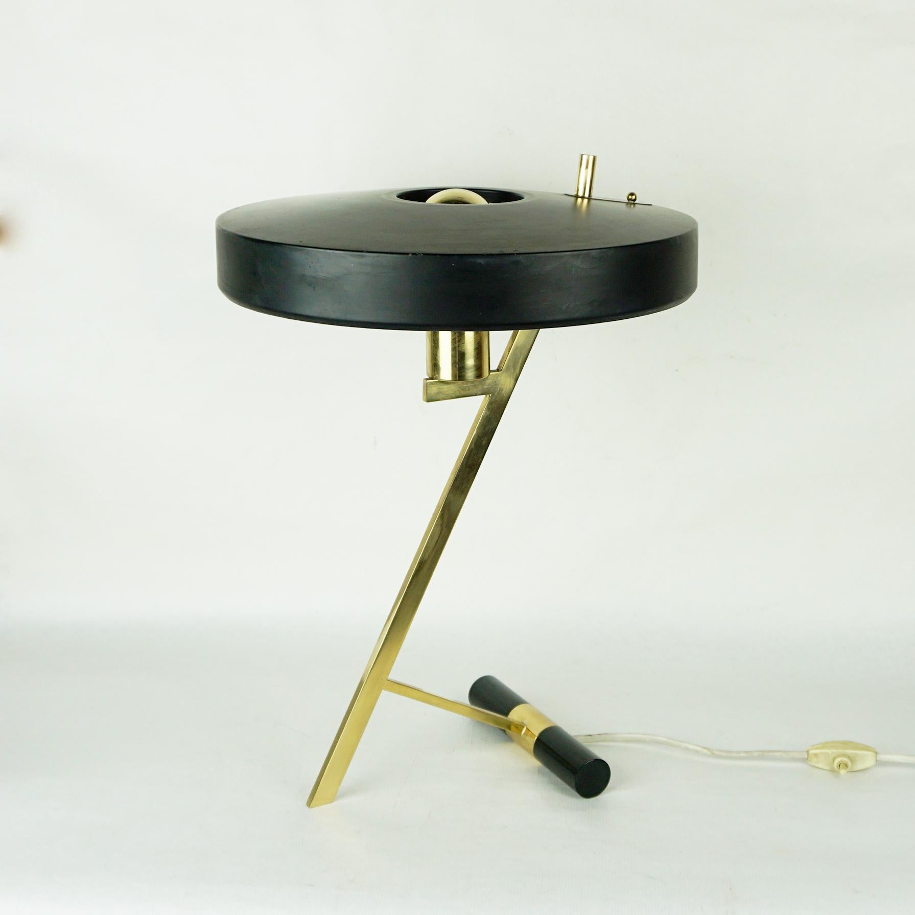 Mid-20th Century Mid-Century Brass Z Table Lamp by Louis Kalff for Philips Netherlands For Sale