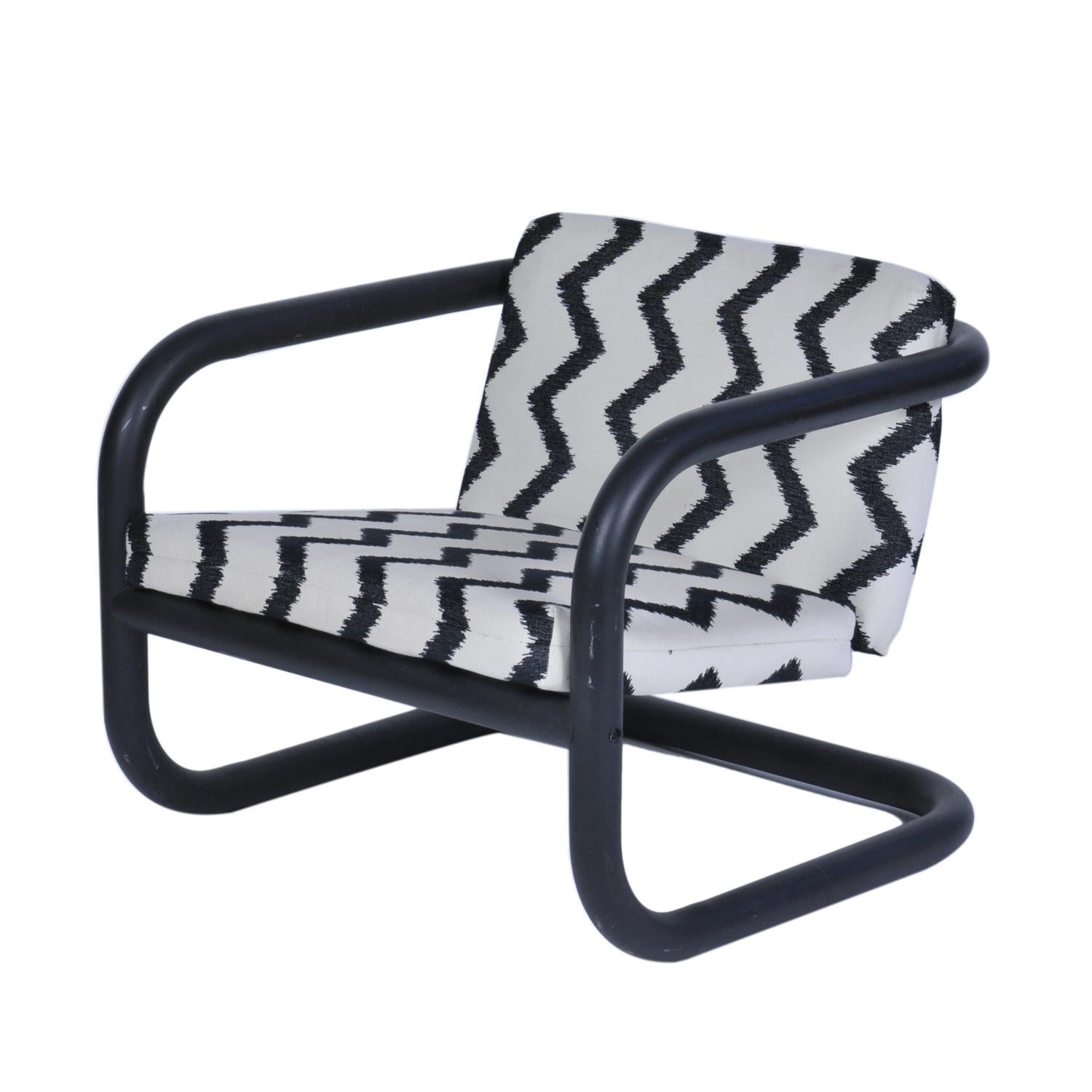 Geraldo de Barros Midcentury Brazilian Armchair in Tubular Metal, 1960s