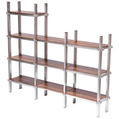 Vintage Midcentury Brazilian Bookcase with Structure in Aluminum and Plywood, 1960s