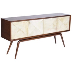 Midcentury Brazilian Buffet with Caviúna Wood and Parchment Paper, 1950s