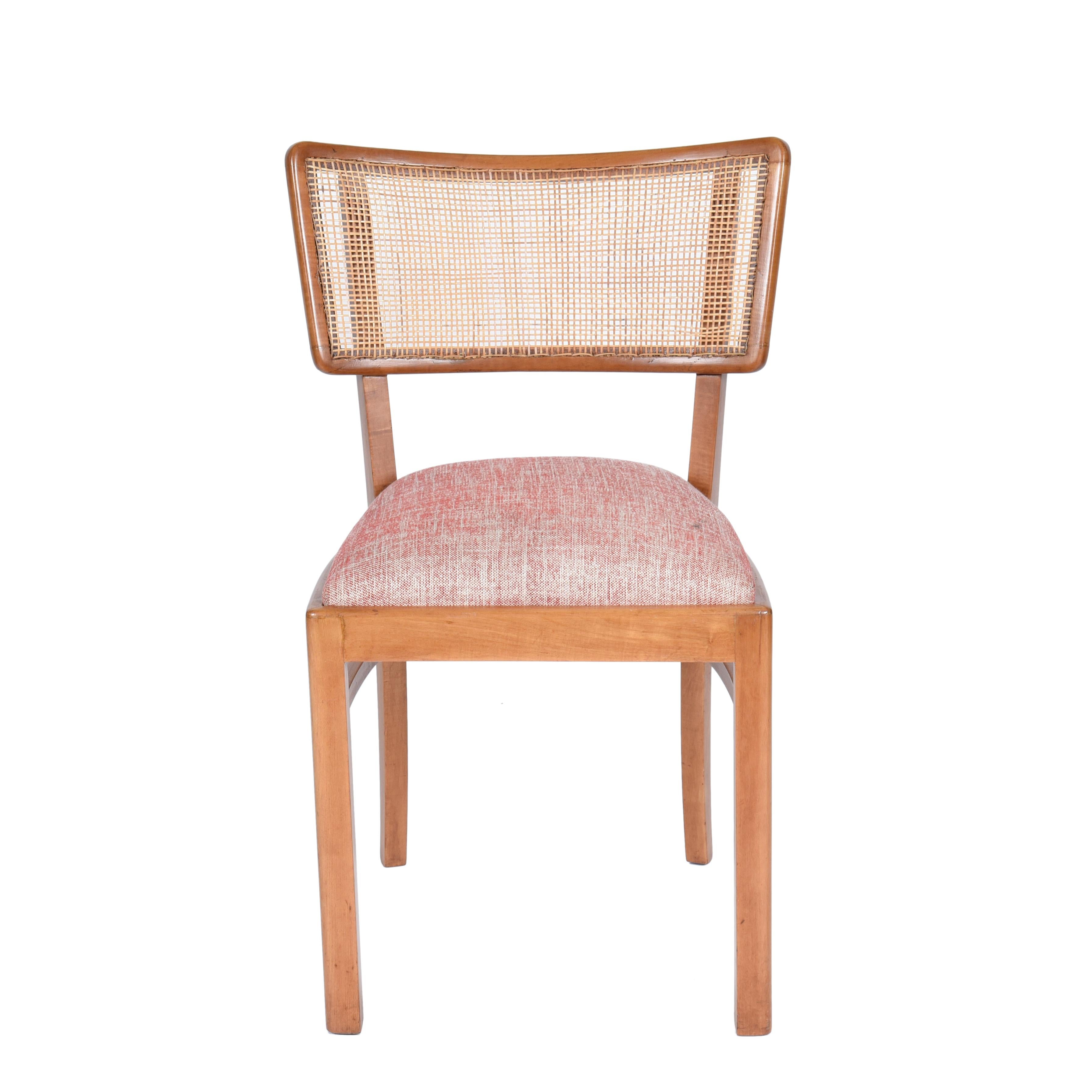 Midcentury Brazilian Chair in Ivory Wood and Straw, 1960s