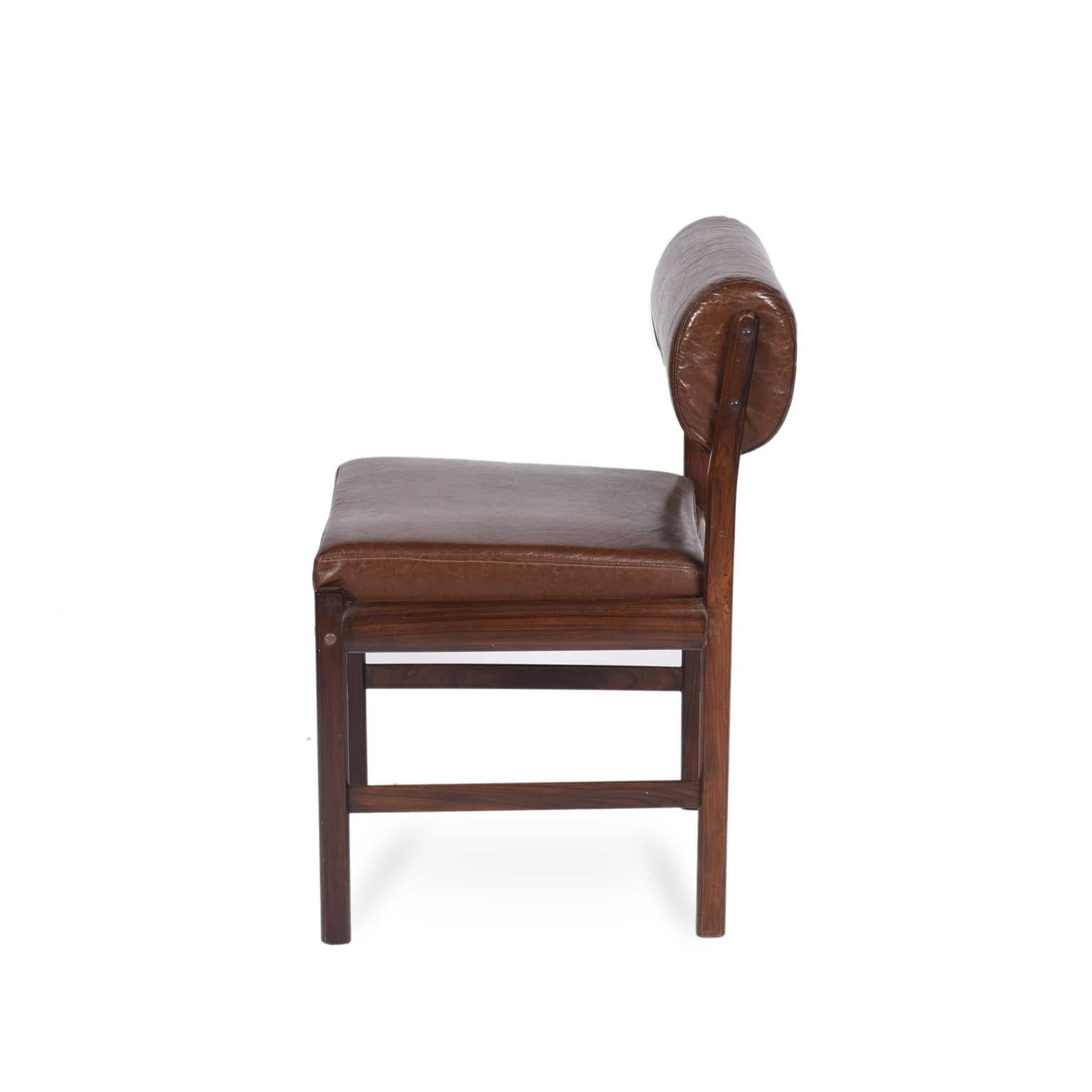Mid-Century Modern Midcentury Brazilian Chair with Wood Structure and Faux Leather, 1960s