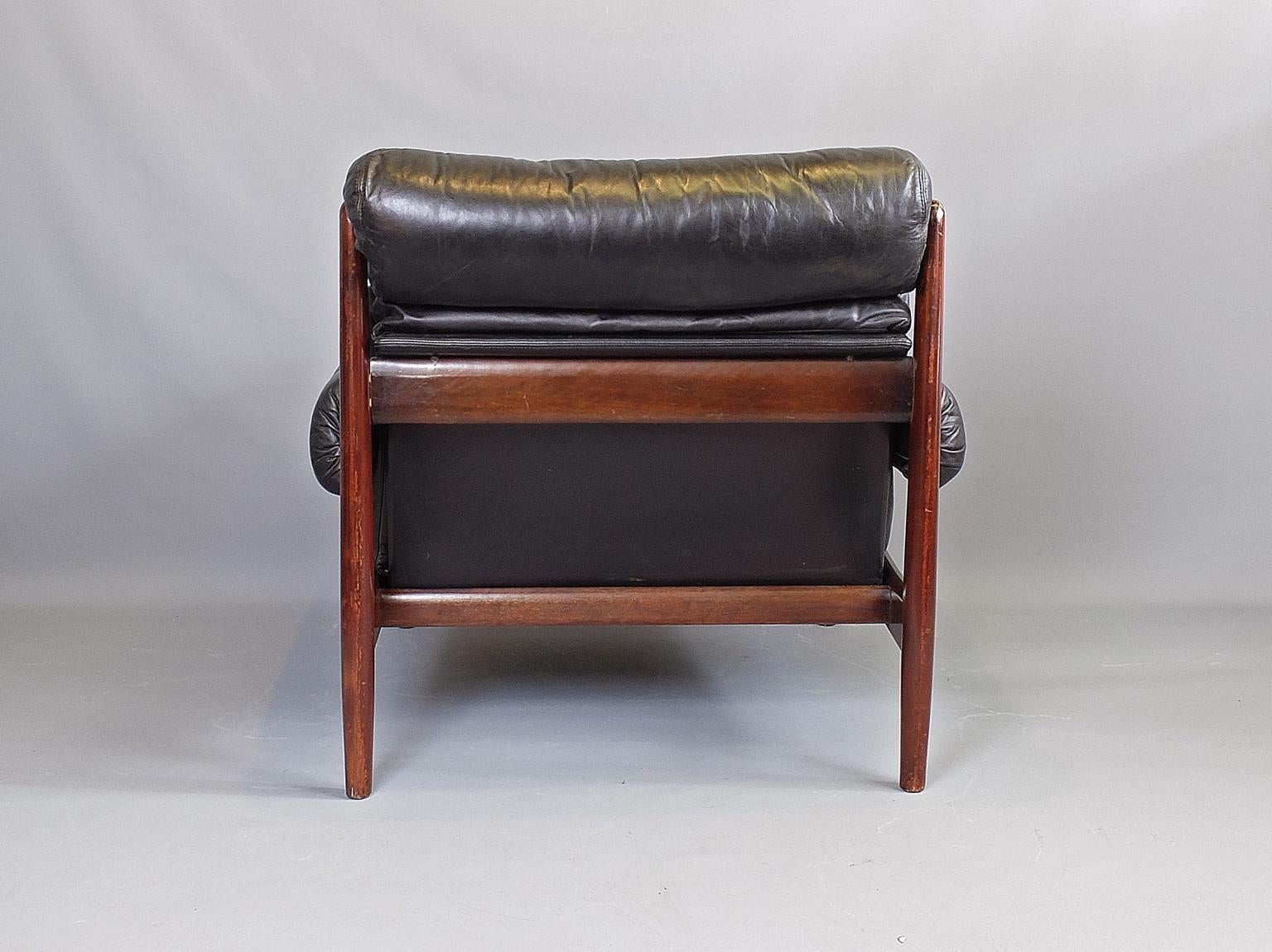 Mid-20th Century Midcentury Brazilian Leather and Mahogany Armchair