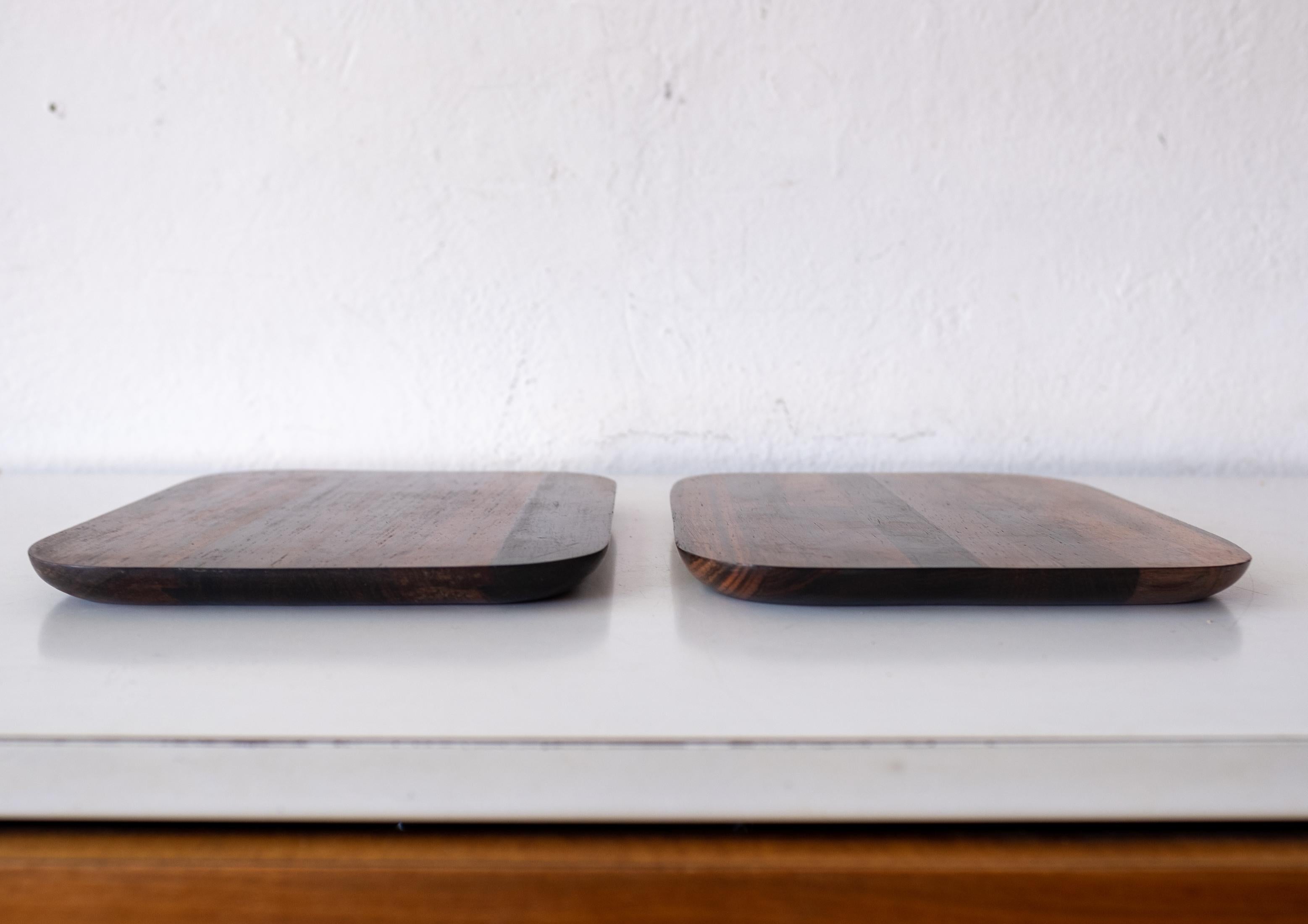 Midcentury Brazilian Modern Jean Gillon Wood Art Jacaranda Trays In Good Condition For Sale In San Diego, CA