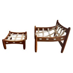 Midcentury Brazilian Modern Sergio Rodrigues "Sheriff" Lounge Chair & Ottoman