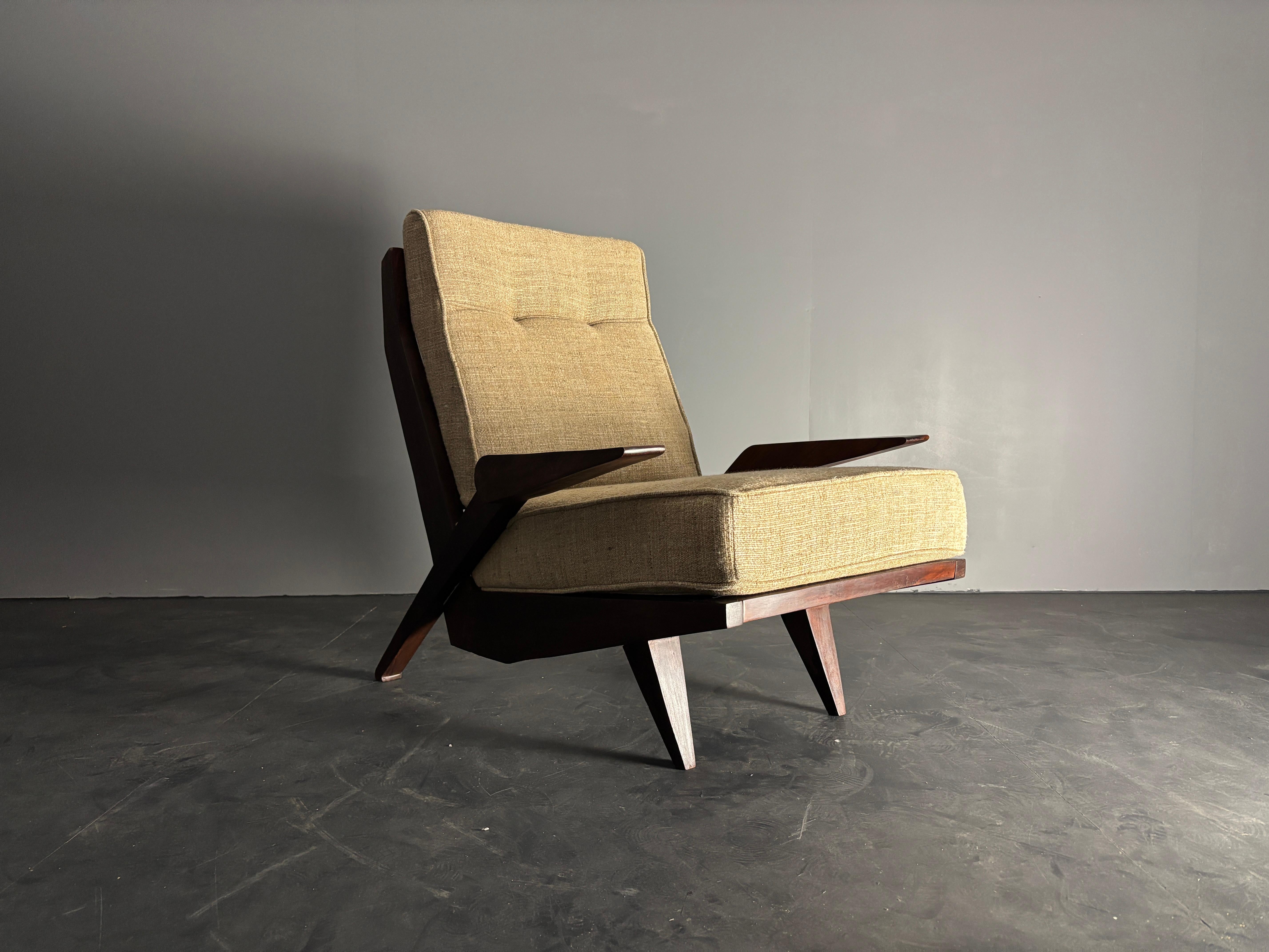 Midcentury Brazilian modernist lounge or easy chair by Acacia Gil Borsoi, 1950s For Sale 14