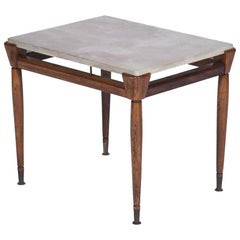 Midcentury Brazilian Side Table in Caviúna Structure and Marble Top, 1960s