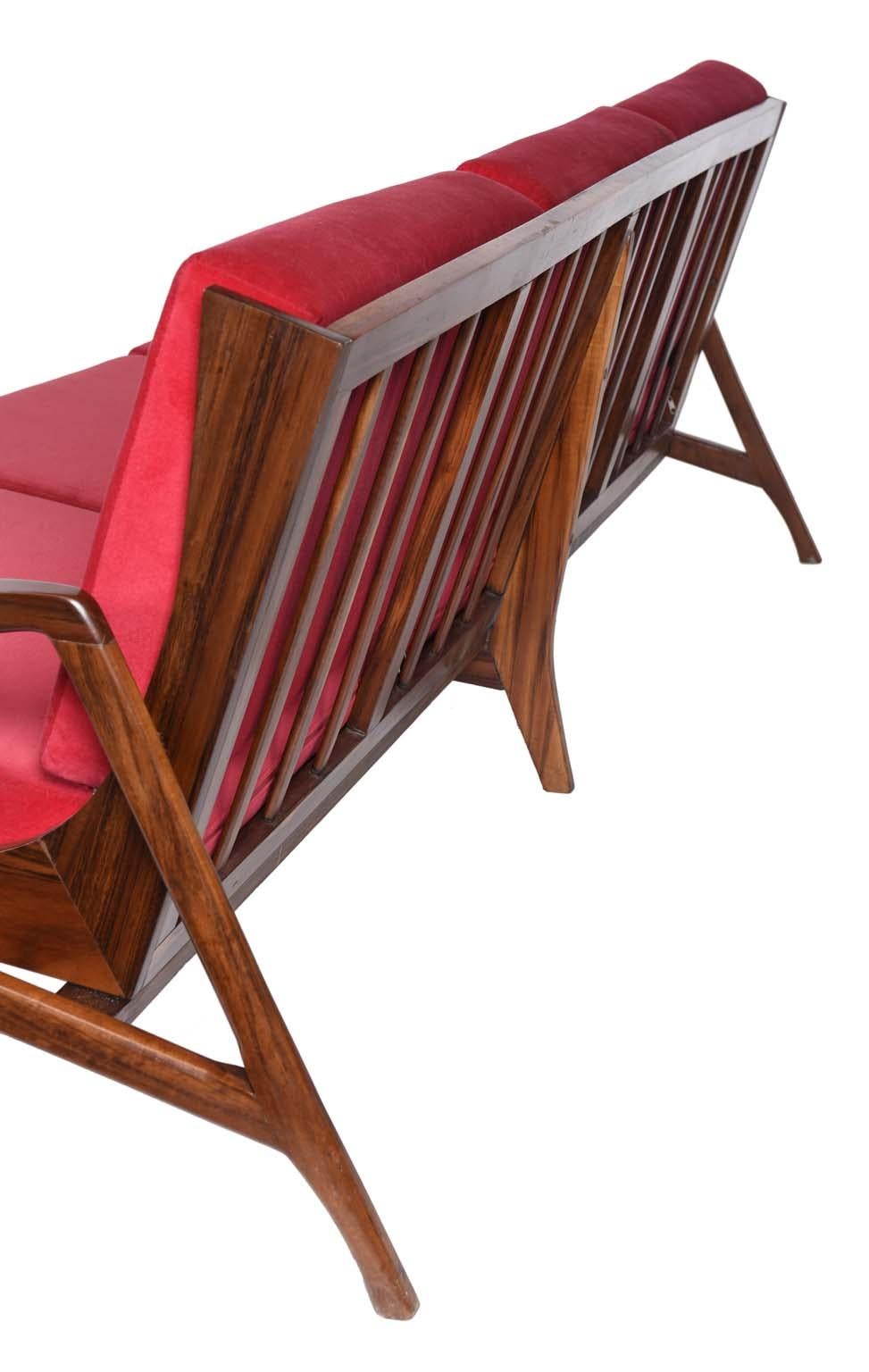 Midcentury Brazilian Sofa with Imbúia Wood Structure, 1960s For Sale at