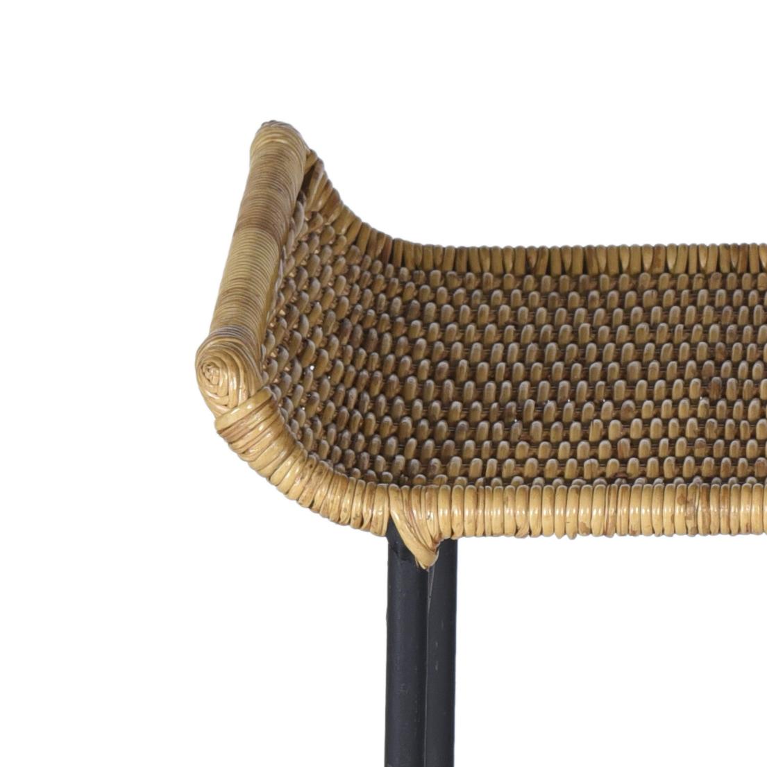 Brazilian Midcentury brazilian Stool w/ Structure in Metal and Reed by unknown author, 50s