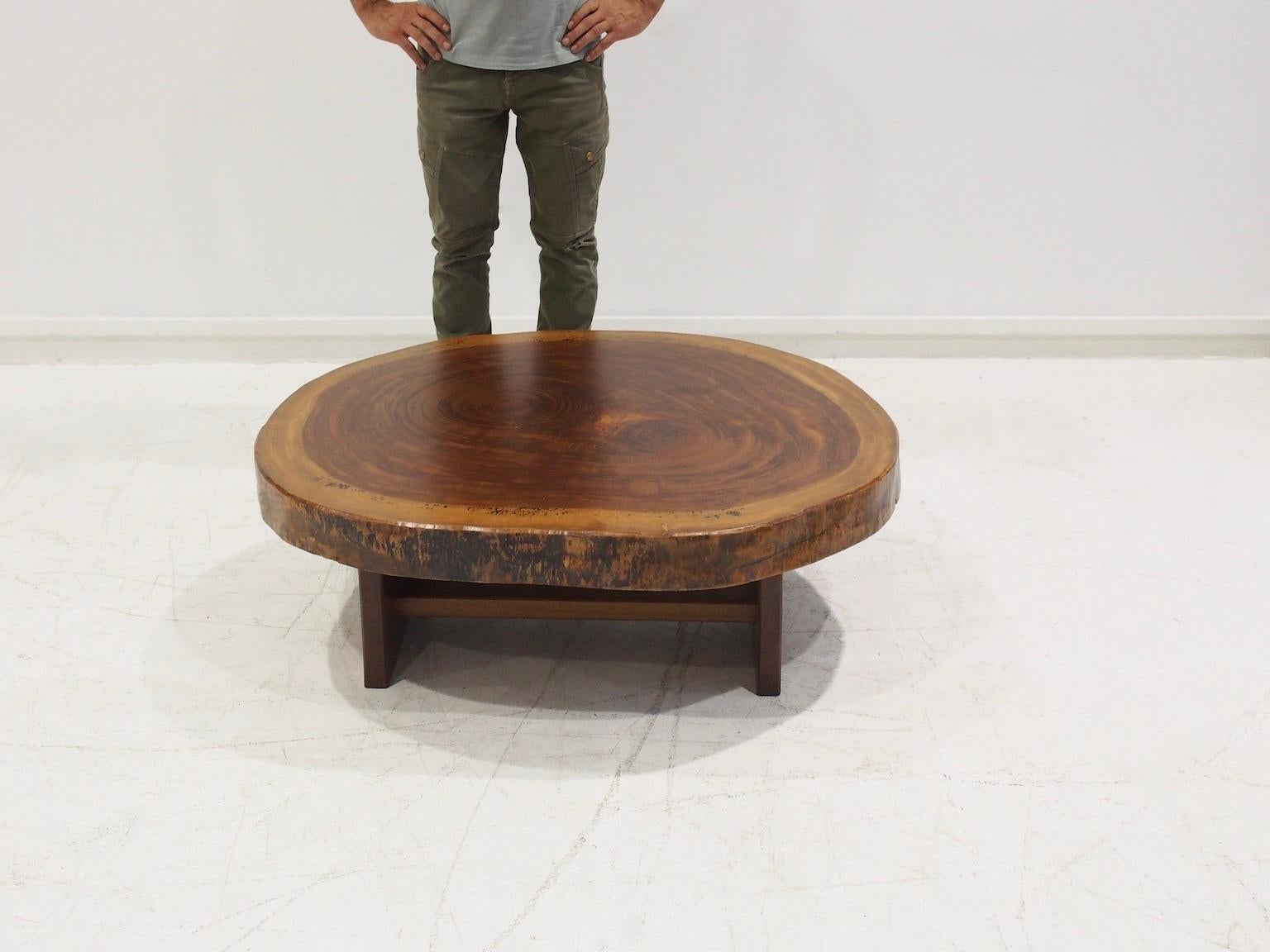 Midcentury Brazilian Tree Trunk Slab Coffee Table In Good Condition For Sale In Madrid, ES