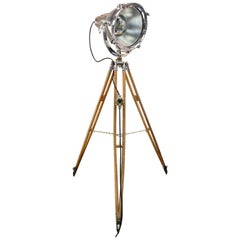 Midcentury British Cast Aluminium Industrial Light & Watts Bronze Tripod Tripod