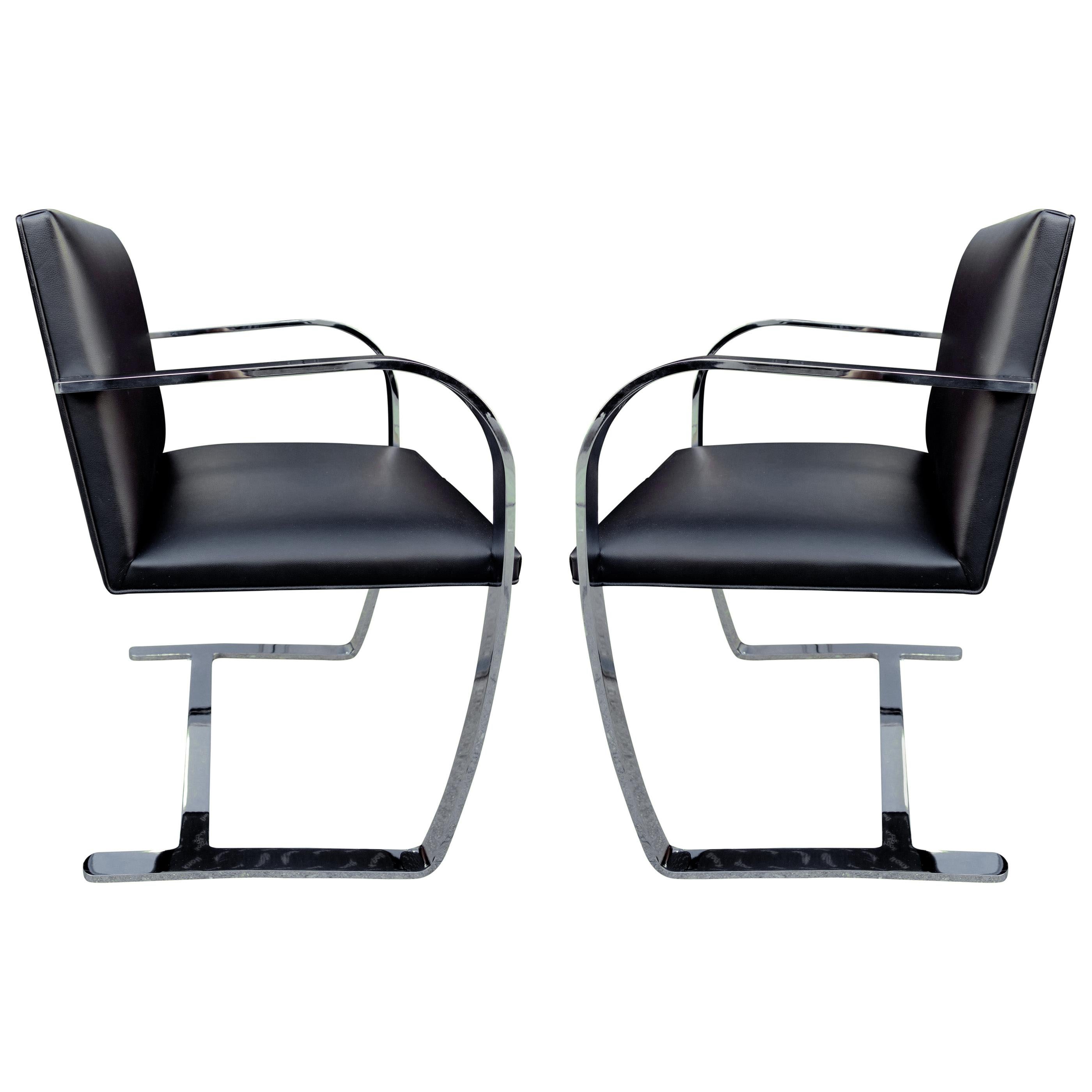 Authentic Midcentury Brno Armchairs for Knoll in Stainless Steel