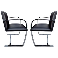Fauteuils authentiques Brno du milieu du siècle dernier pour Knoll en acier inoxydable