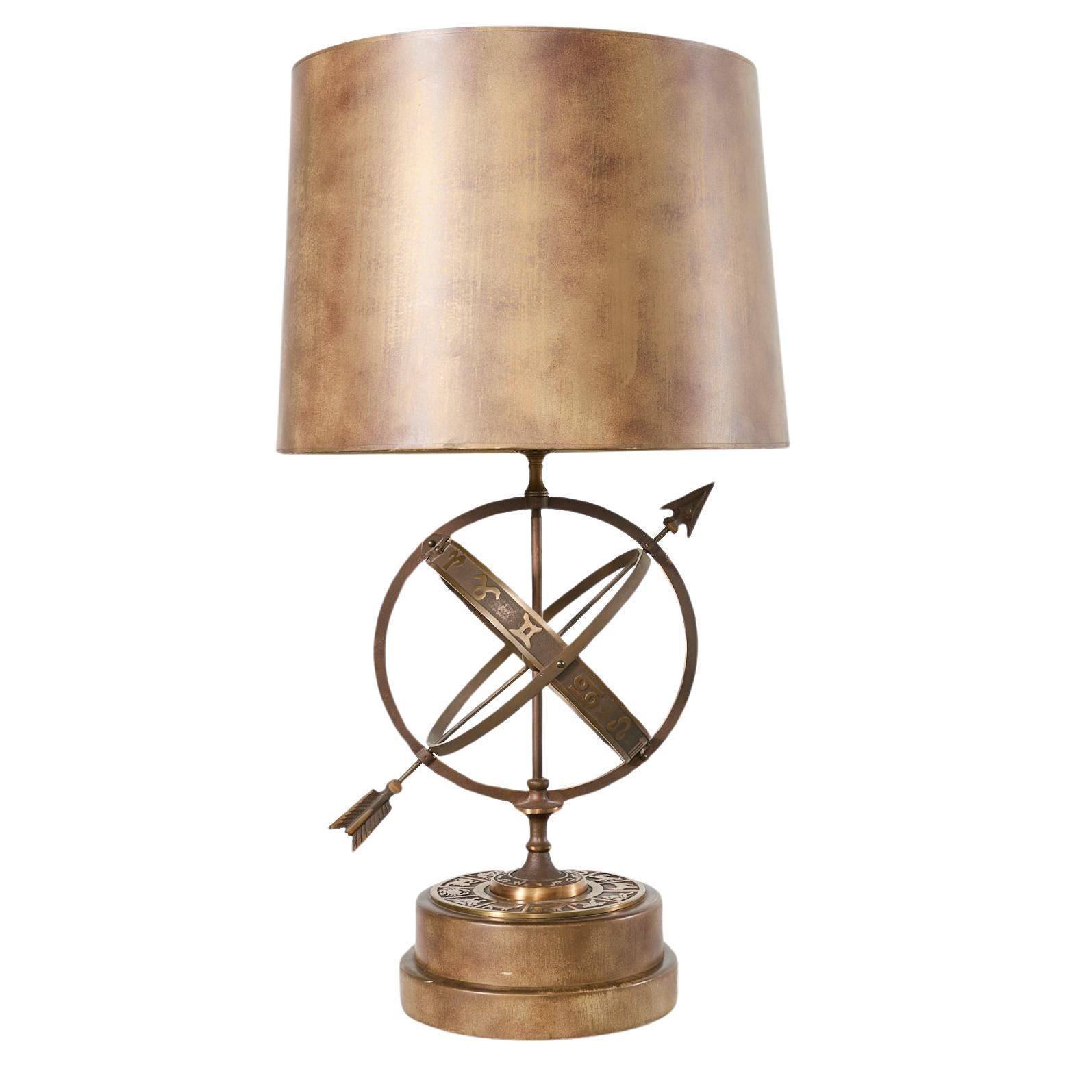 Astrologische Mid-Century-Armillary-Lampe aus Bronze von Frederick Cooper im Angebot