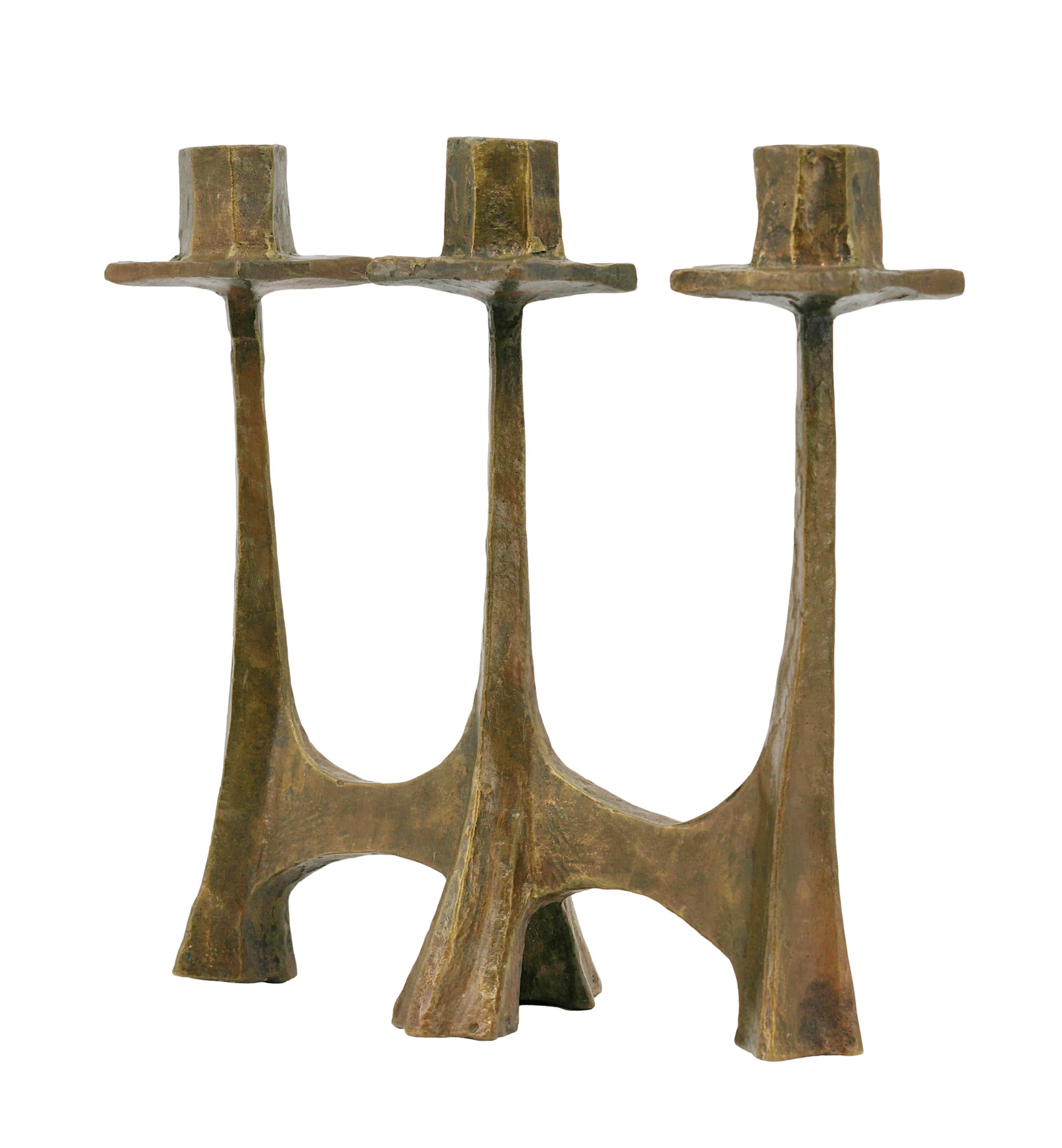 French Midcentury Bronze Candelabra,  ca.1950 For Sale