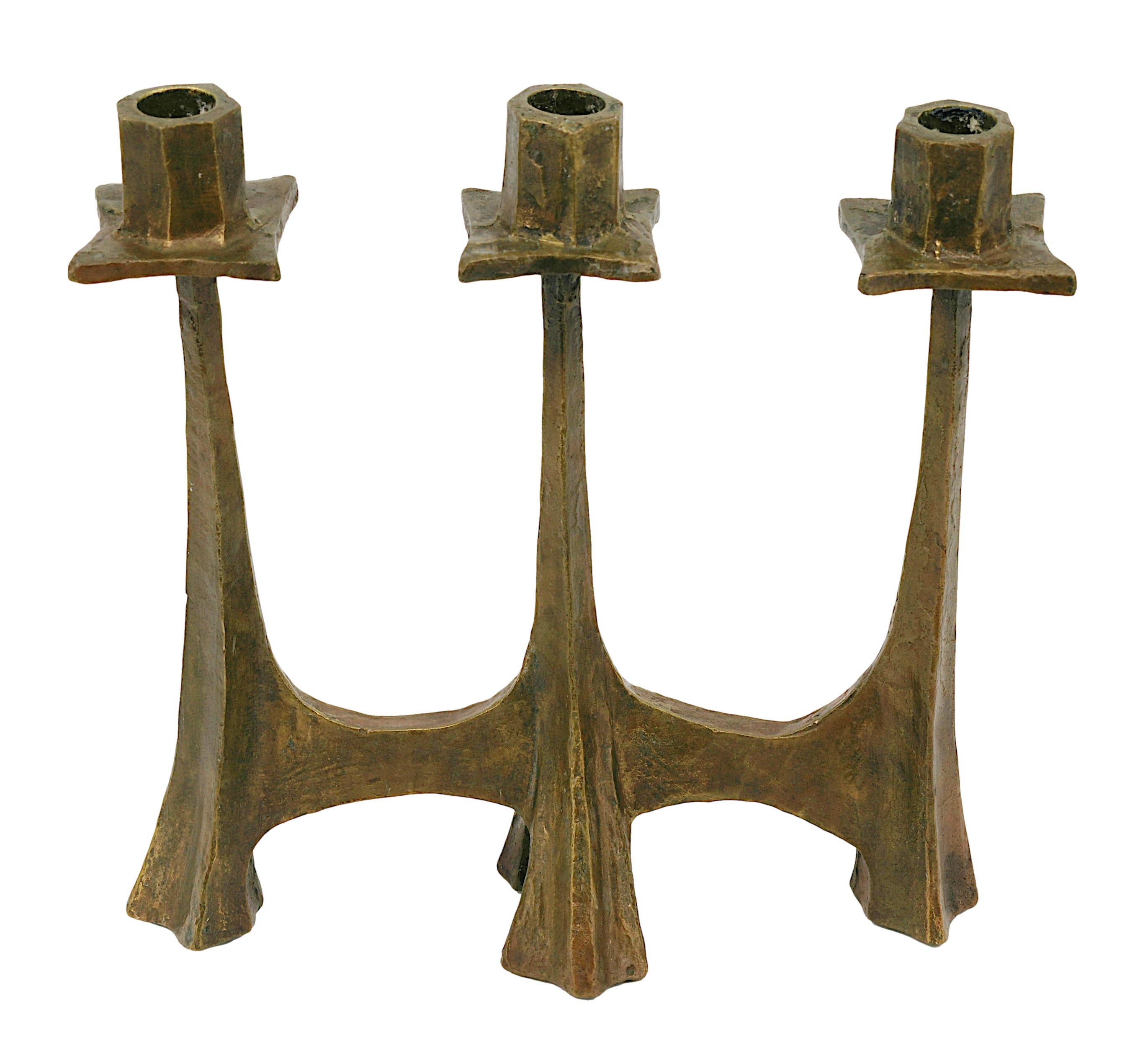Midcentury Bronze Candelabra,  ca.1950 In Excellent Condition For Sale In Saint-Amans-des-Cots, FR
