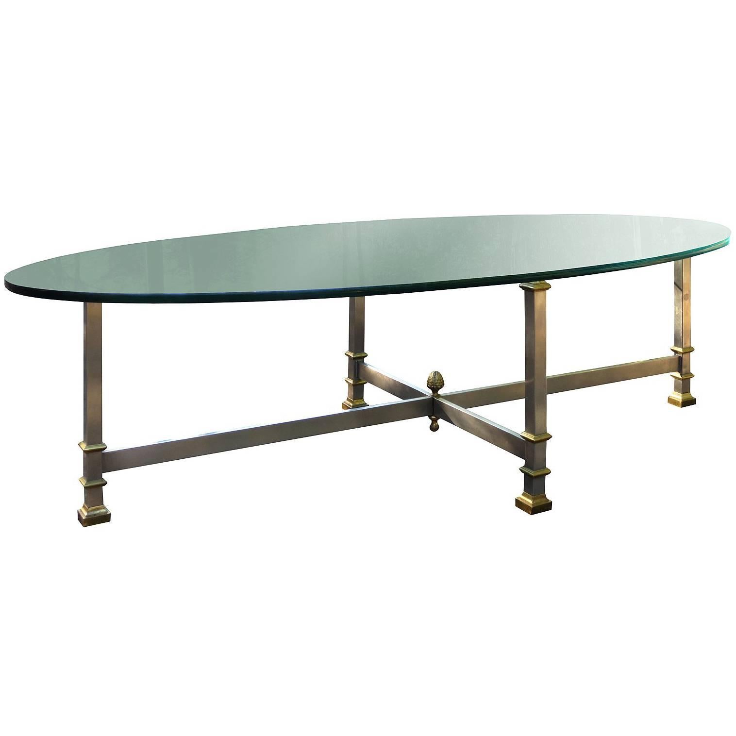 Mid-20th Century Bronze Coffee Table with Glass Top