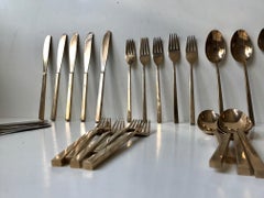Midcentury Bronze Cutlery by Prince Sigvard Bernadotte, Scanline 1950s, 32 Pcs