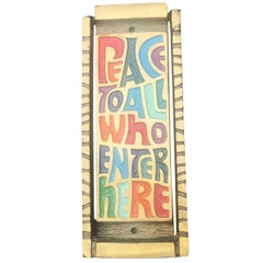 Vintage Midcentury Bronze Door Knocker "Peace to All Who Enter Here", 1969