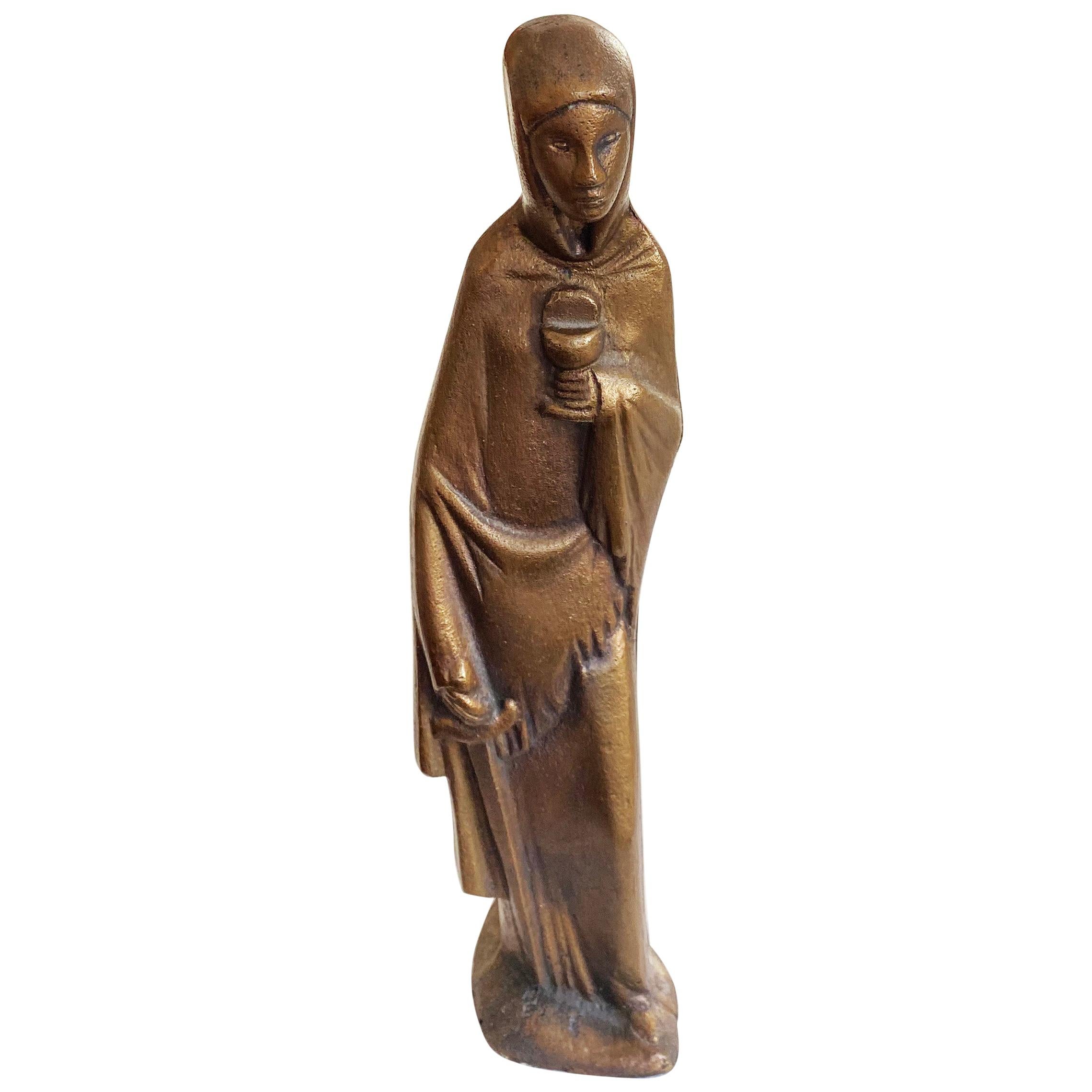 Holy Barbara en bronze du milieu du siècle dernier