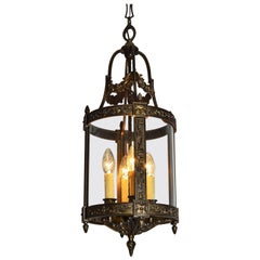Vintage Midcentury Bronze Lantern with Flowers and Garlands, 1950s