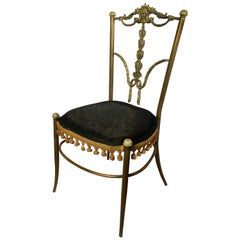 Midcentury Bronze Metal Draped Accent Chair, Italy