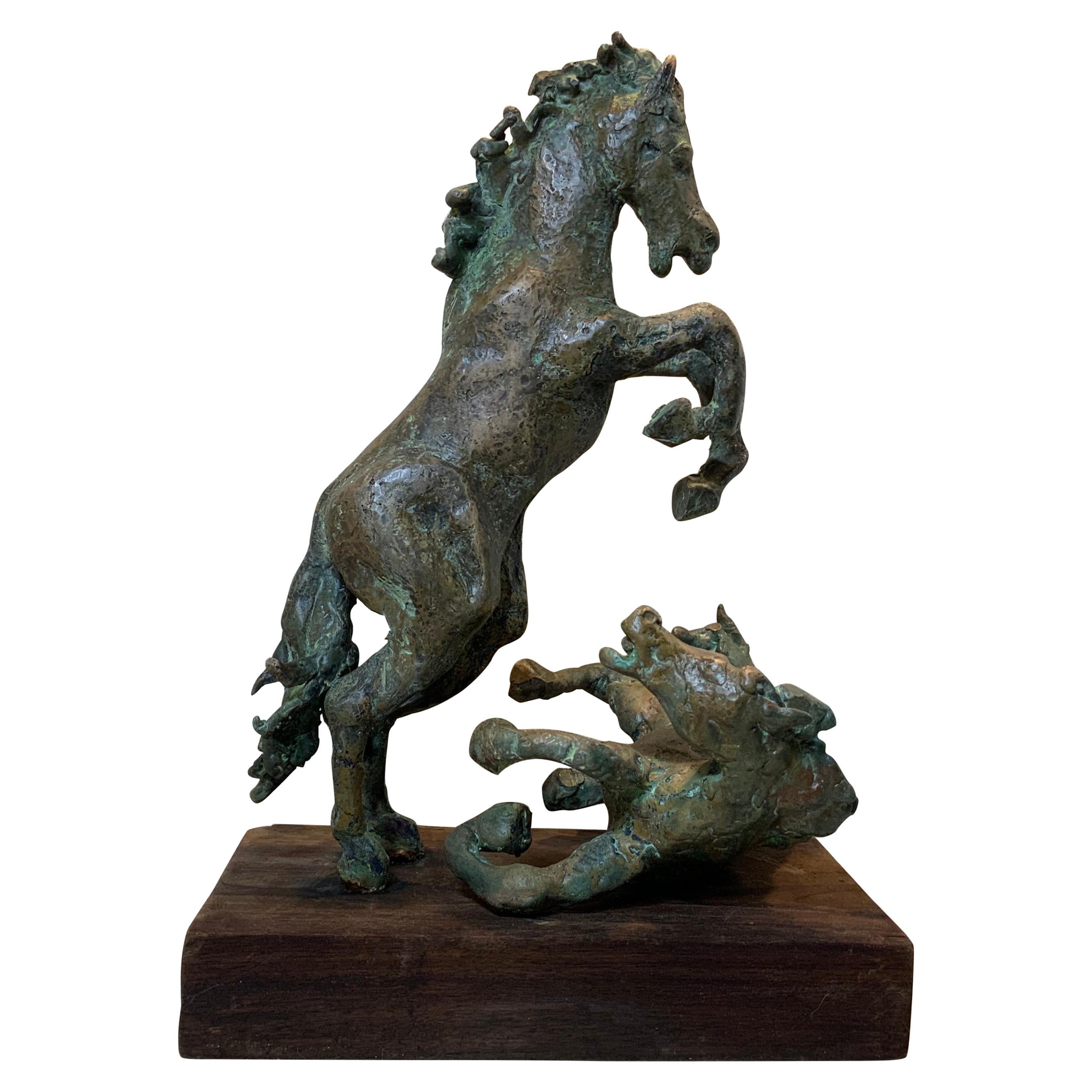 Midcentury Bronze Mustang Horse Sculpture