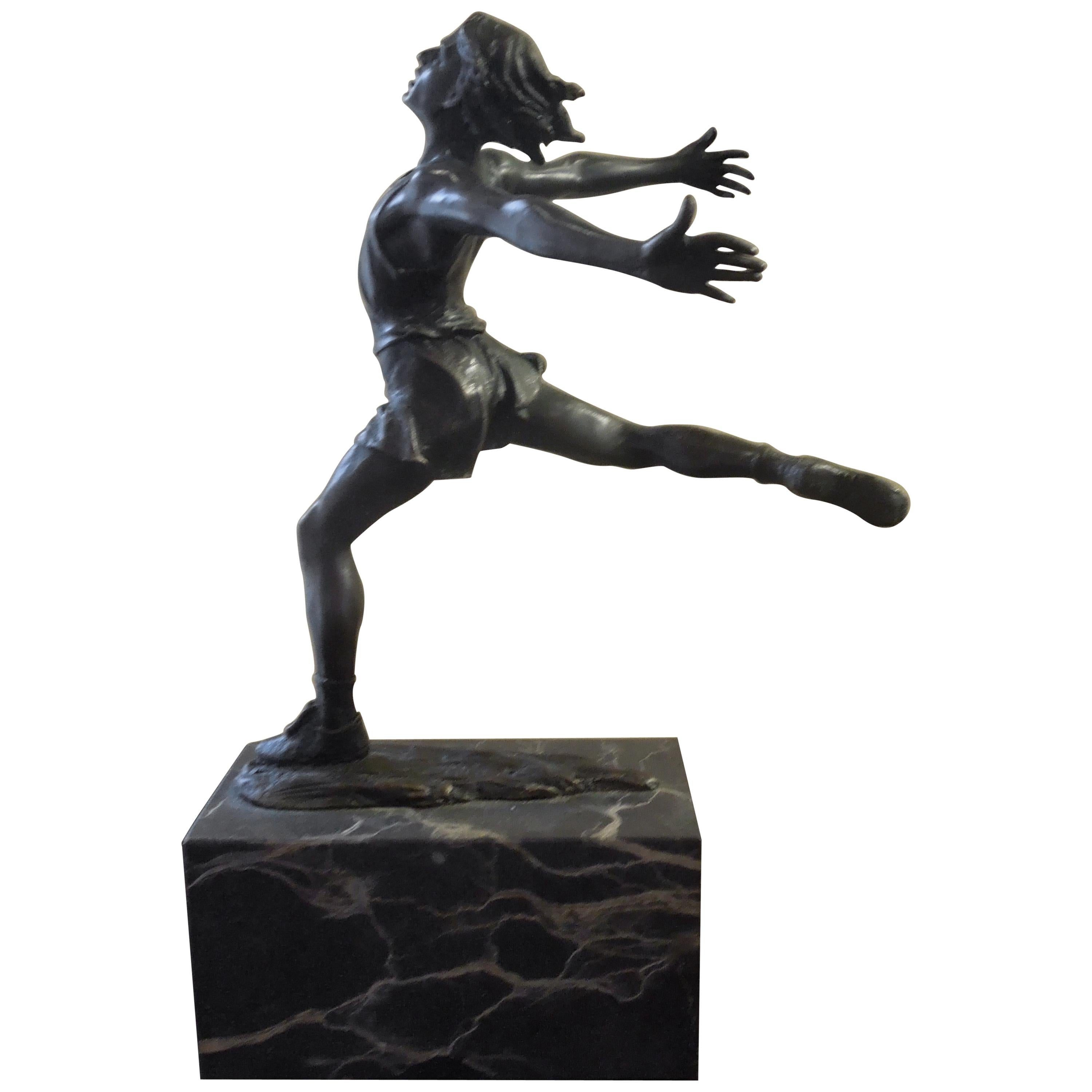 Large Signed a. Fayral Bronze Ballerina with Marble Base at 1stDibs