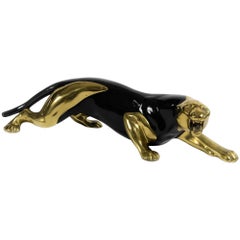 Midcentury Bronze Panther Sculpture