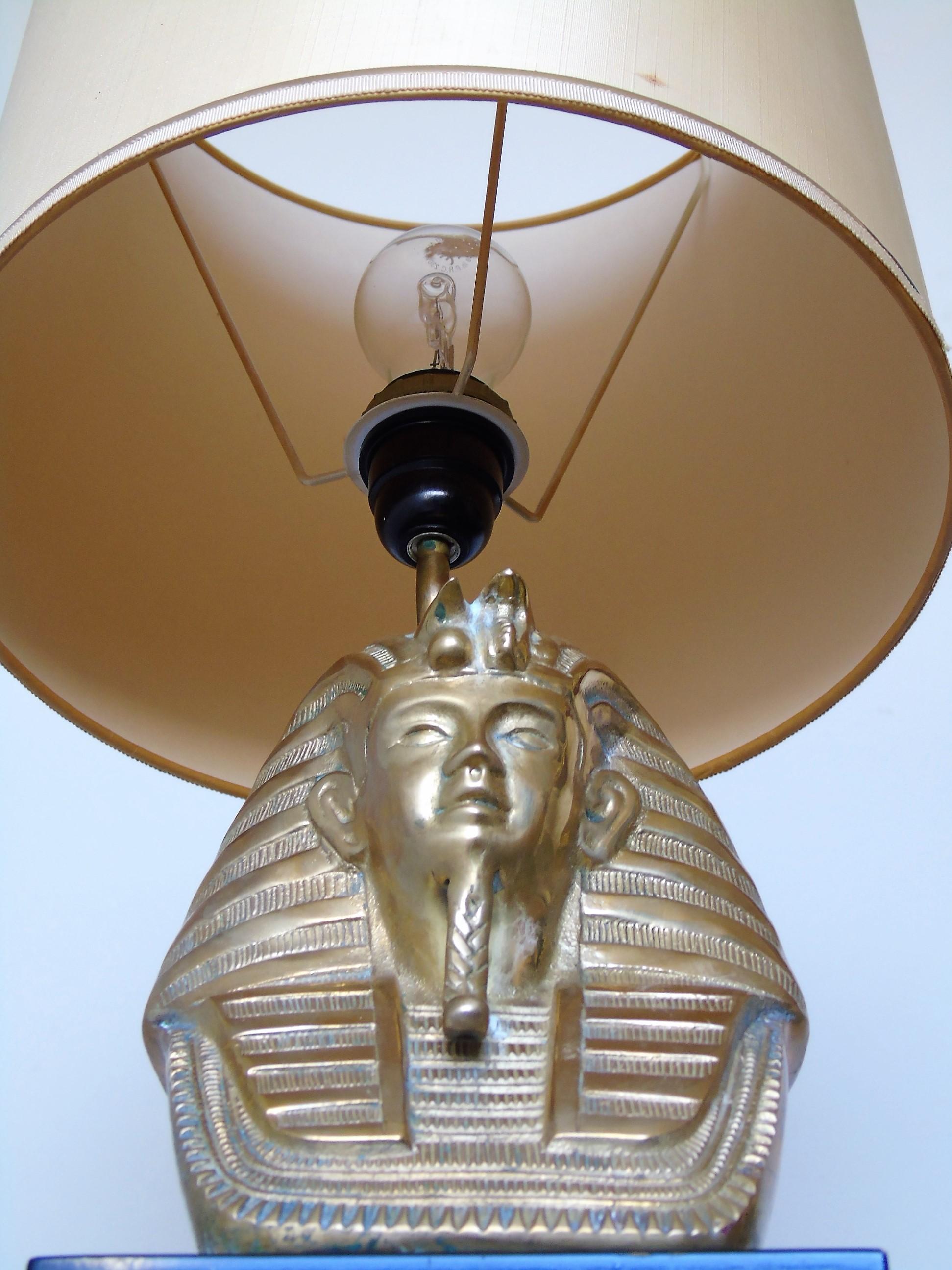 Hollywood Regency Midcentury Bronze Pharaoh Table Lamp, 1960s