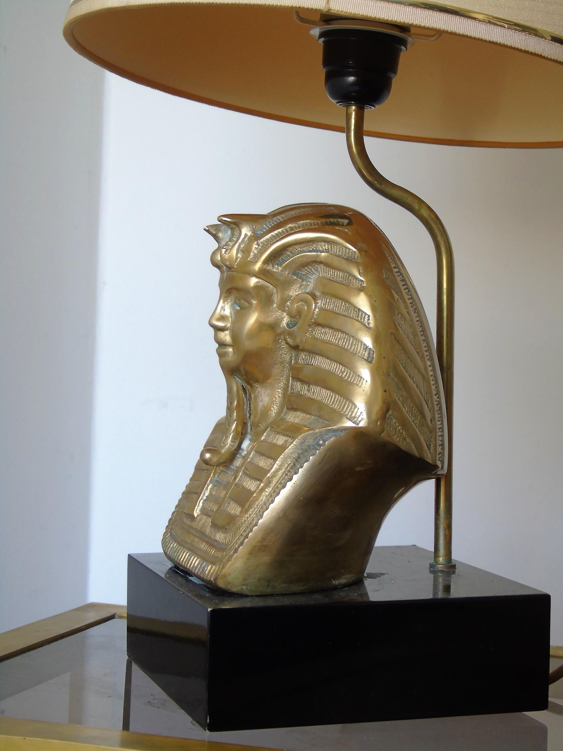 Belgian Midcentury Bronze Pharaoh Table Lamp, 1960s