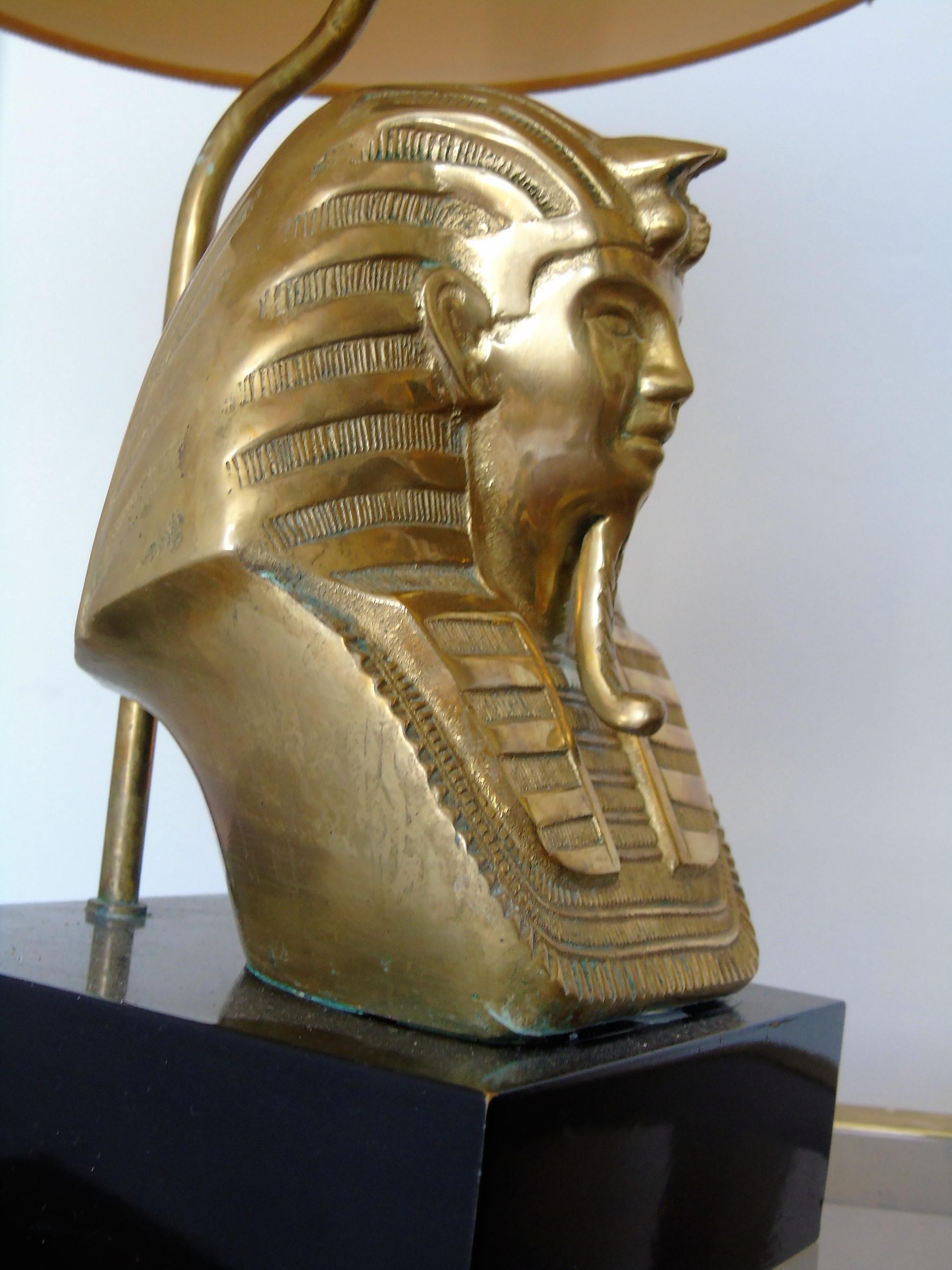 Midcentury Bronze Pharaoh Table Lamp, 1960s In Good Condition In HEVERLEE, BE