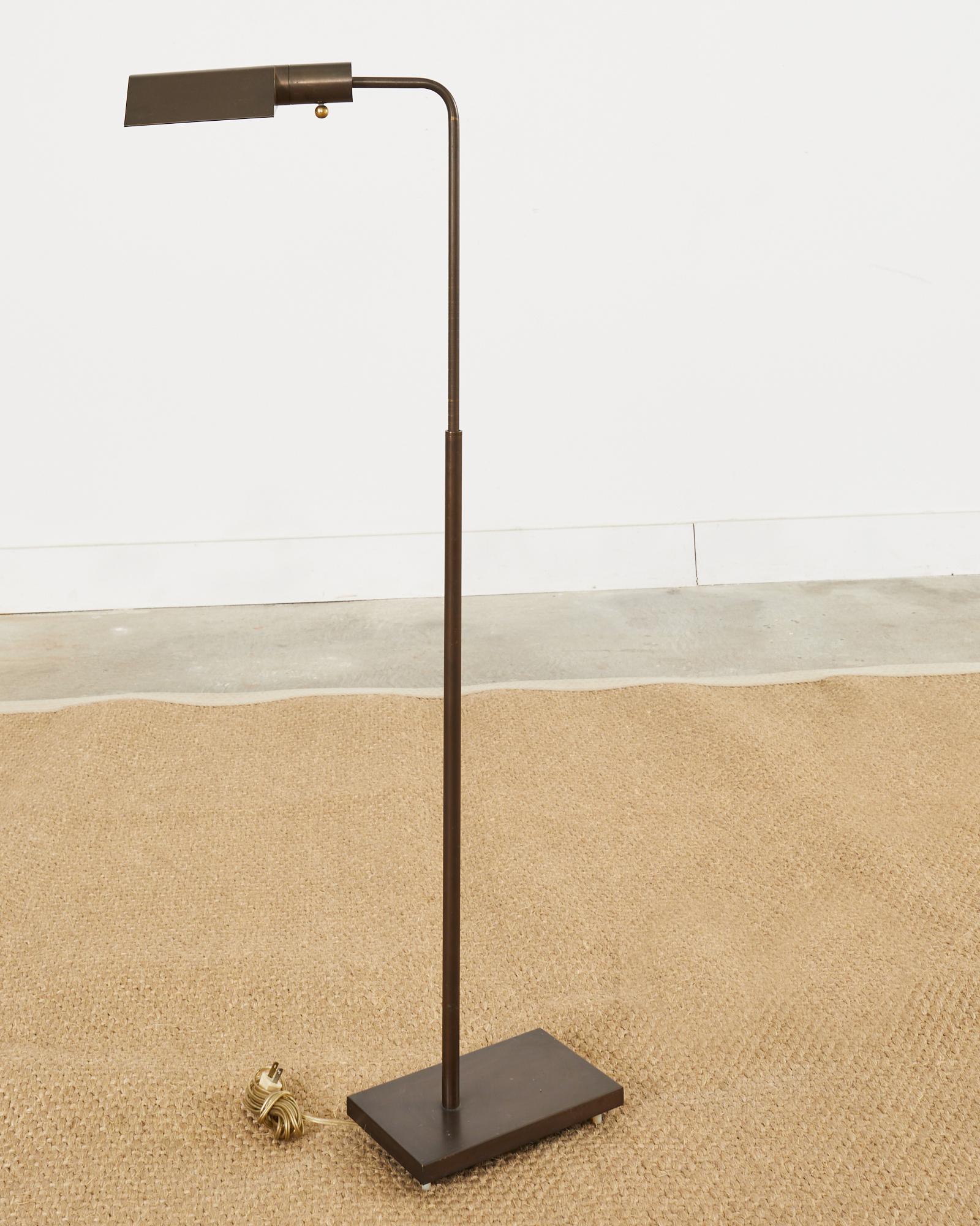 Patinated Midcentury Bronze Pharmacy Lamp Attributed to Casella 
