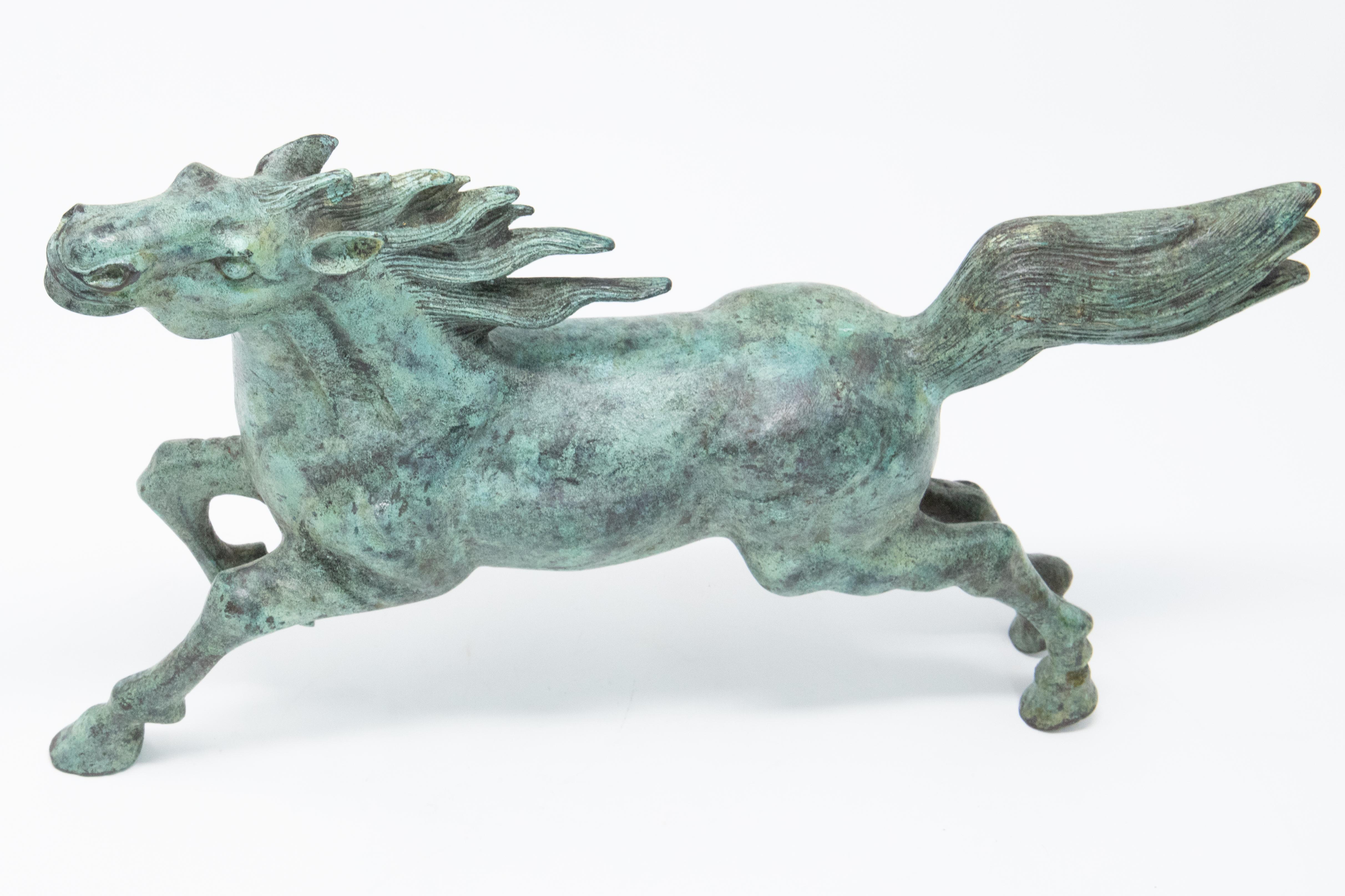 Mid-Century Modern Bronze Running Horse Statue, Midcentury For Sale