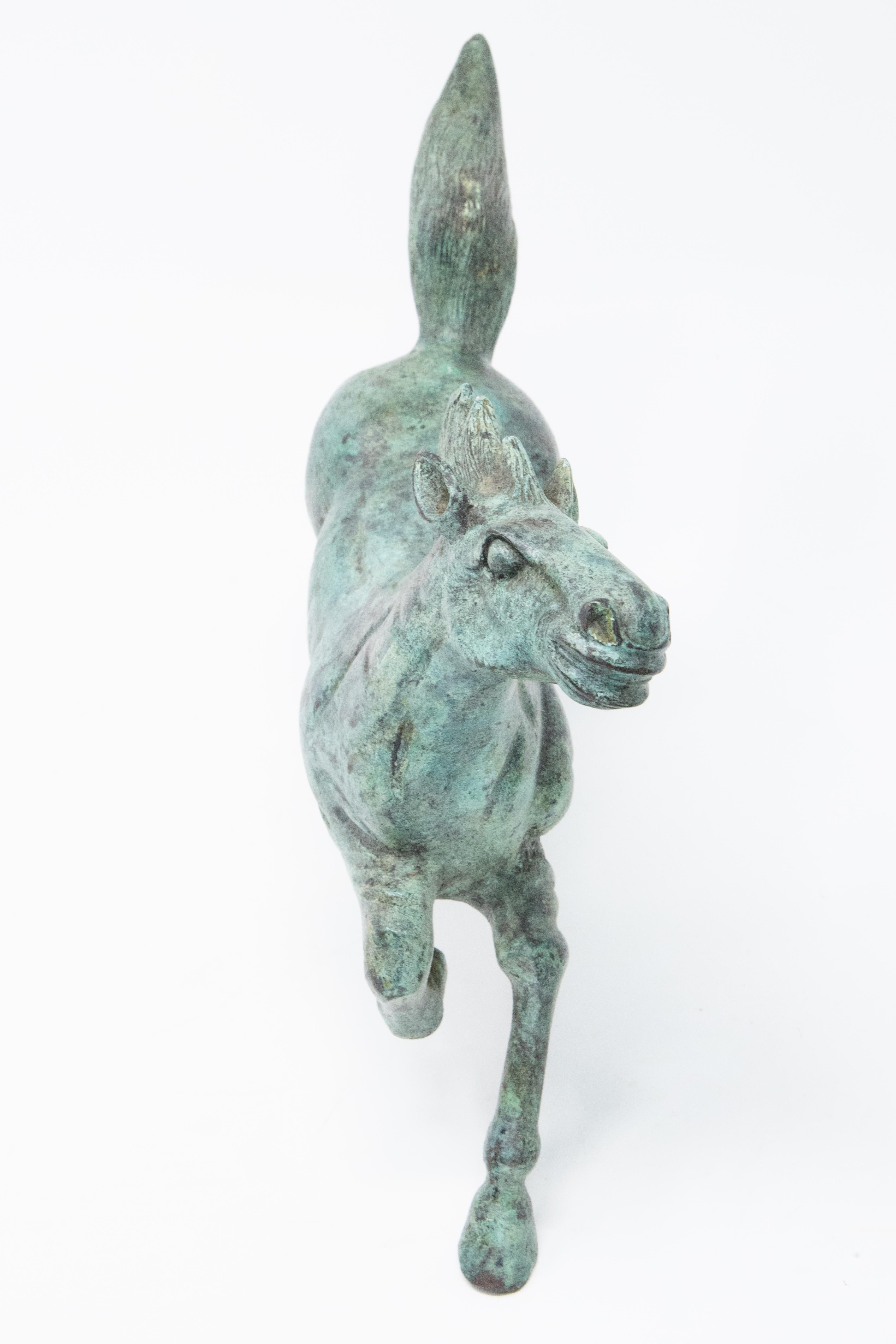American Bronze Running Horse Statue, Midcentury For Sale