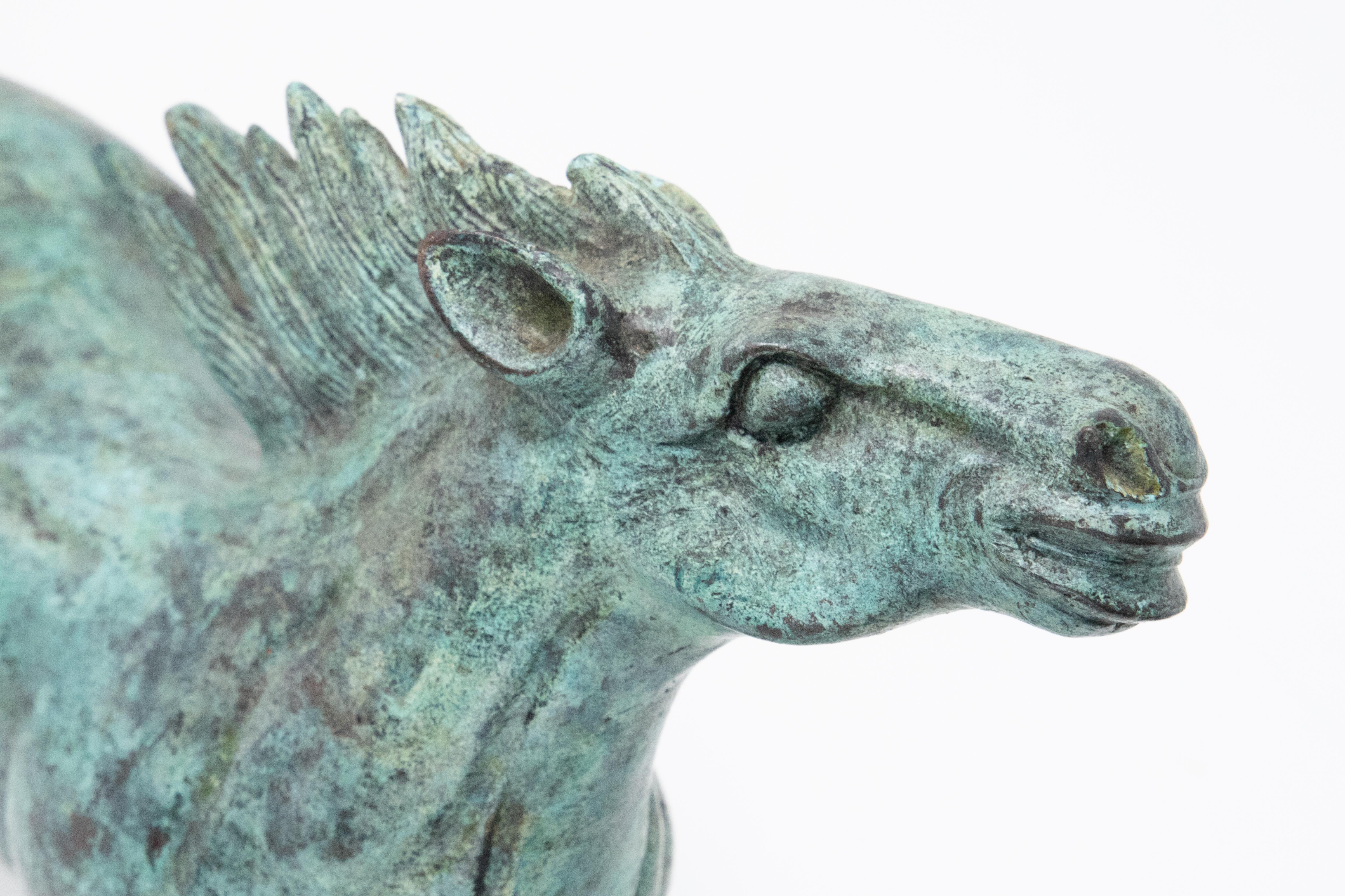 Cast Bronze Running Horse Statue, Midcentury For Sale