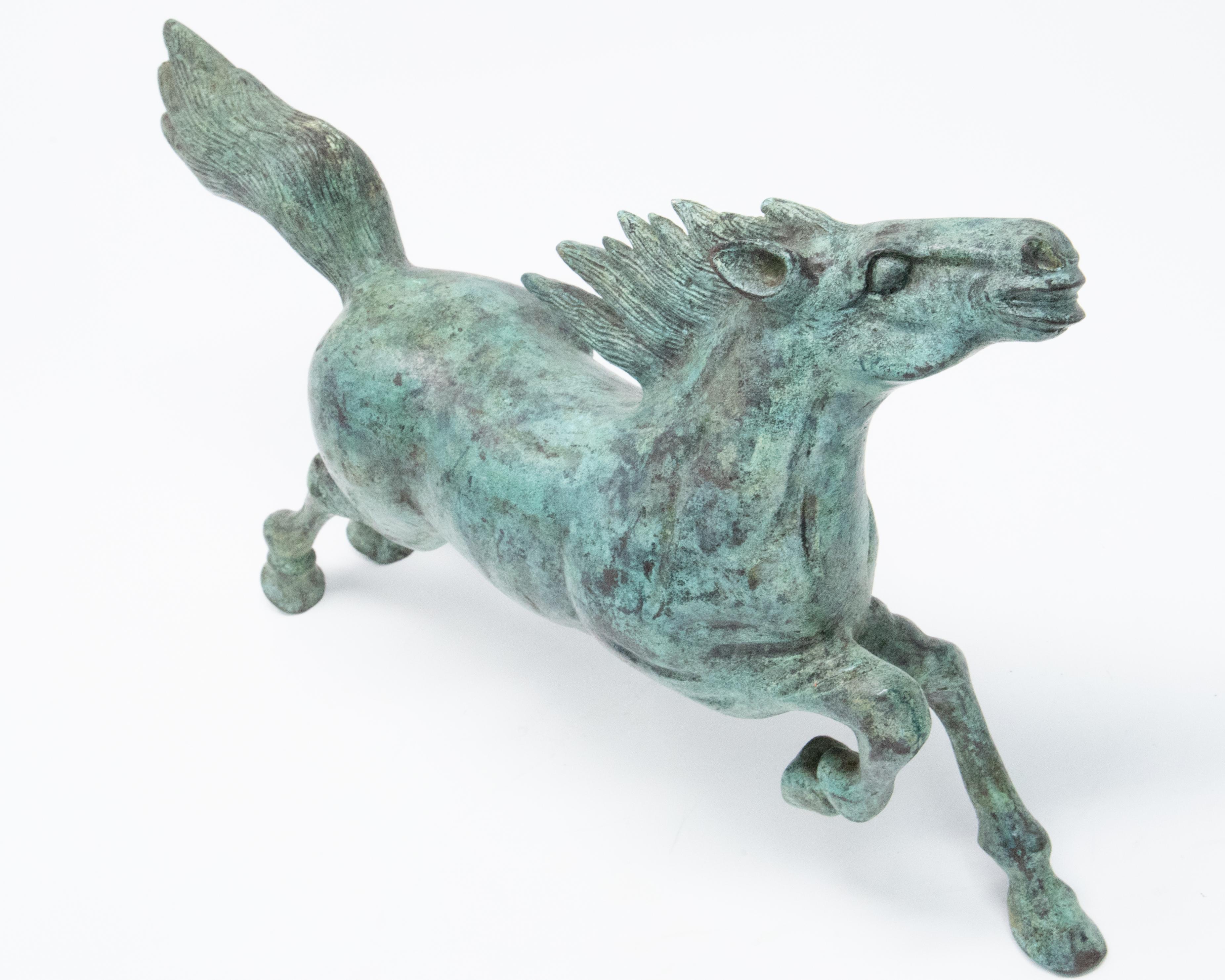 Bronze Running Horse Statue, Midcentury In Good Condition For Sale In Cookeville, TN