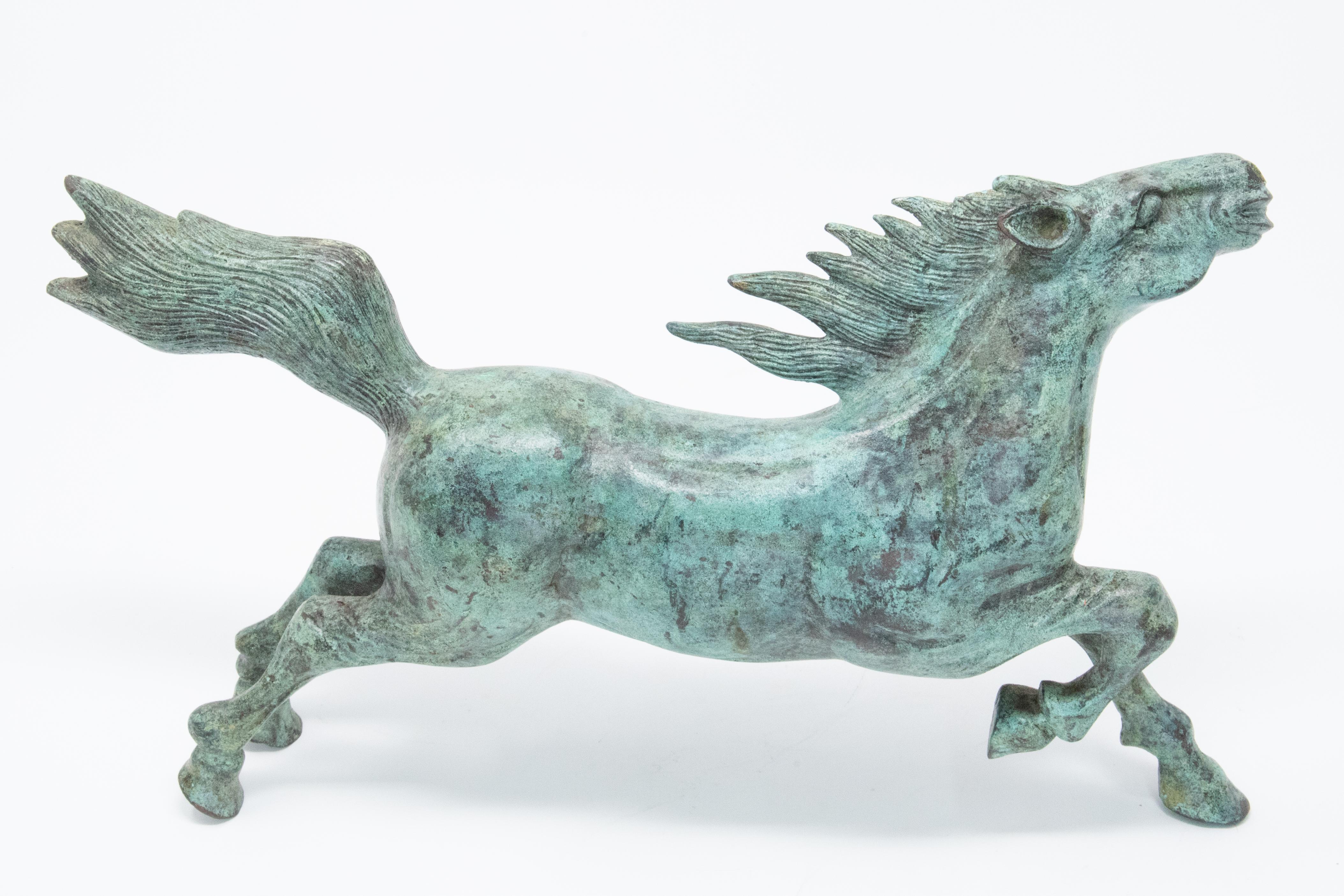 20th Century Bronze Running Horse Statue, Midcentury For Sale