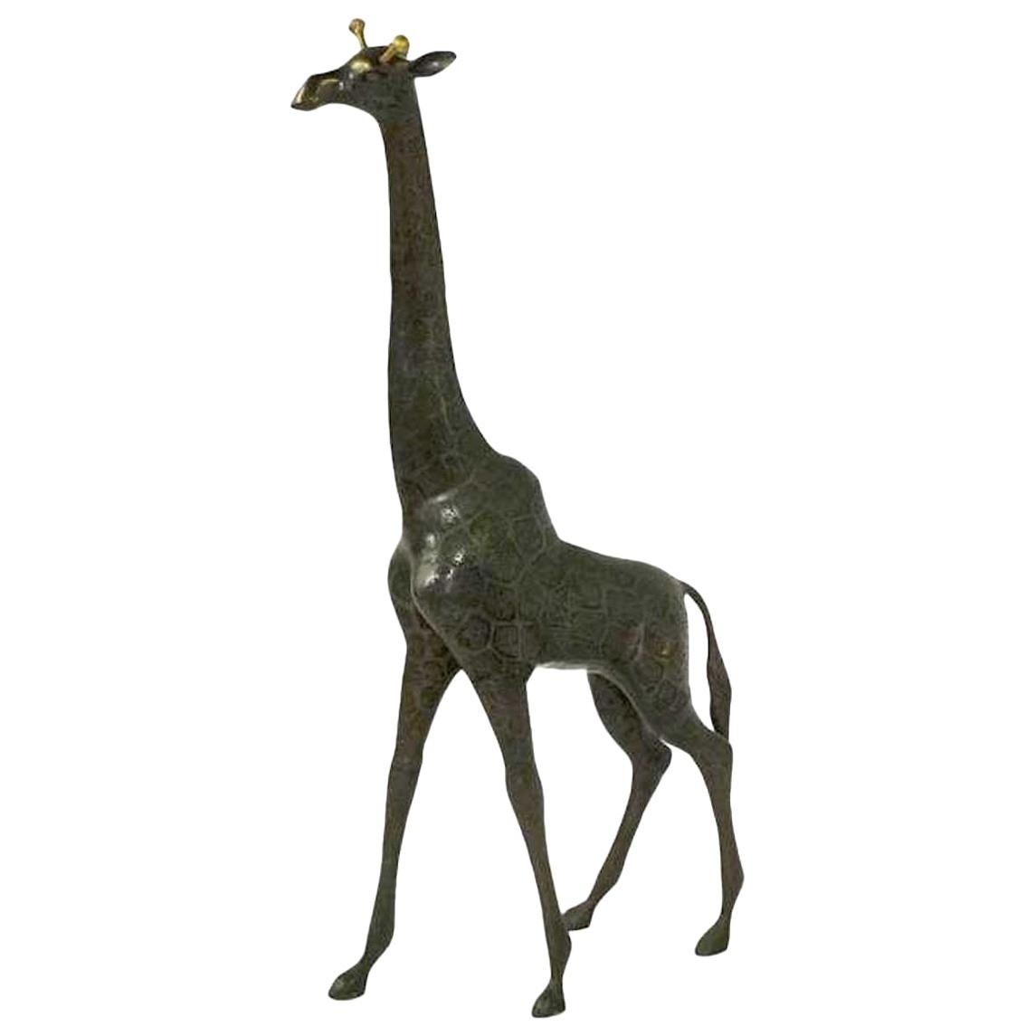 Midcentury Bronze Sculpture of a Giraffe For Sale
