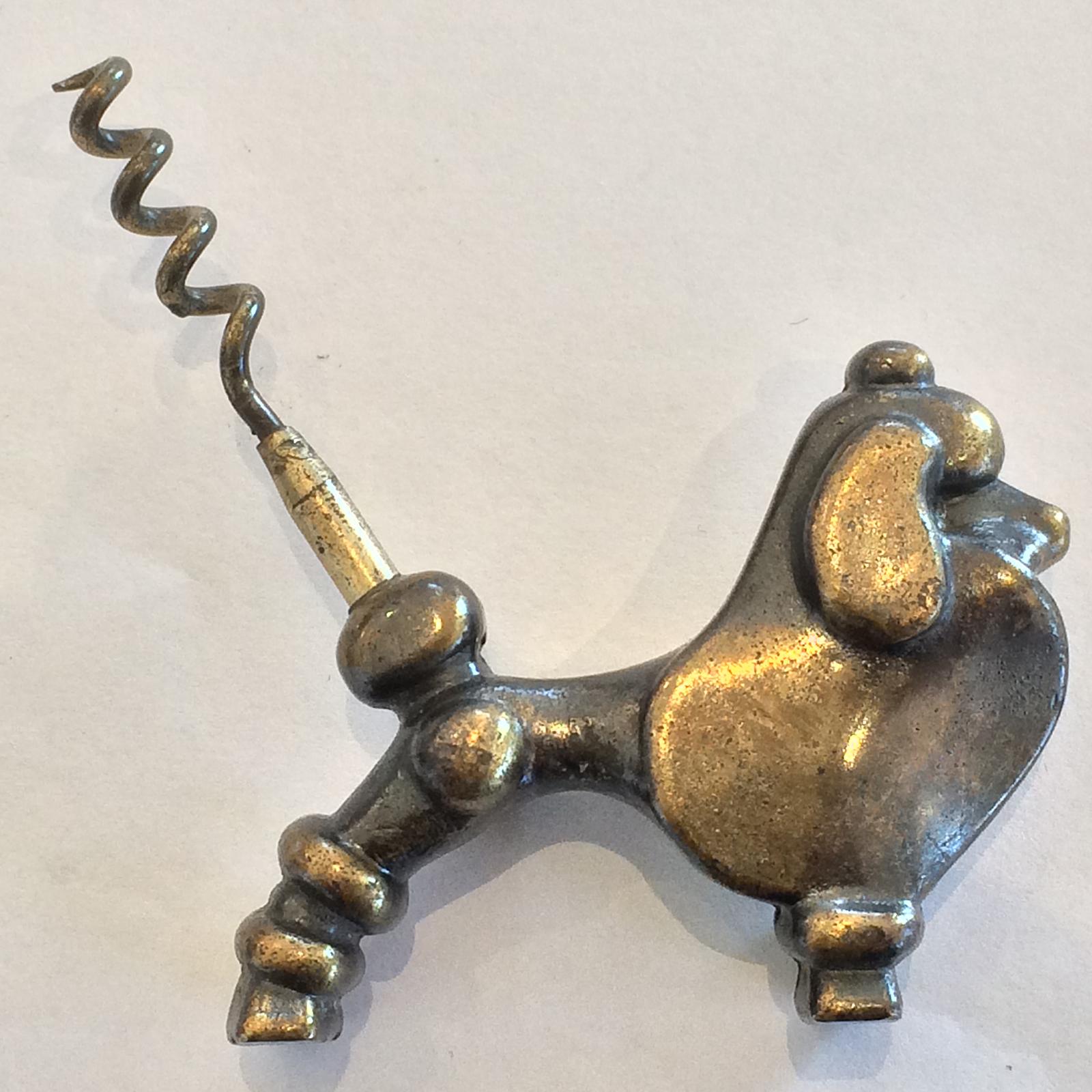 French Midcentury Bronze Stylized Poodle Corkscrew