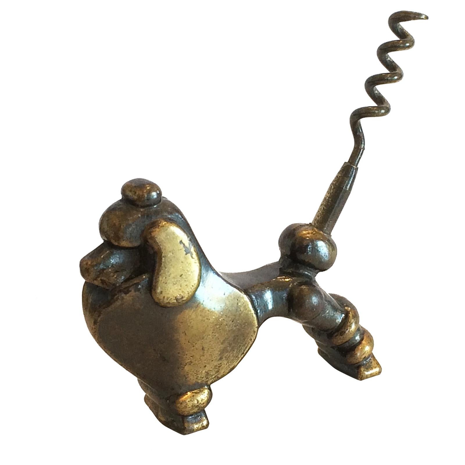 Midcentury Bronze Stylized Poodle Corkscrew