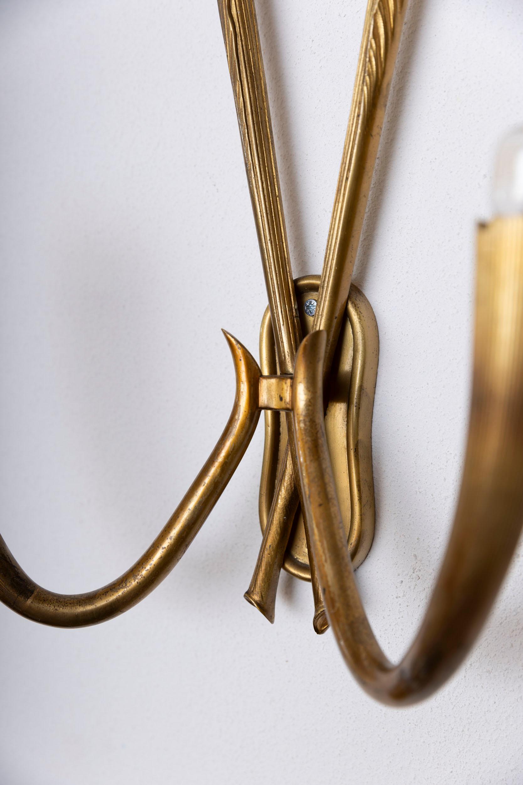 Mid-20th Century Midcentury bronze wall lights set attributed to Guglielmo Ulrich, Italy 1940
