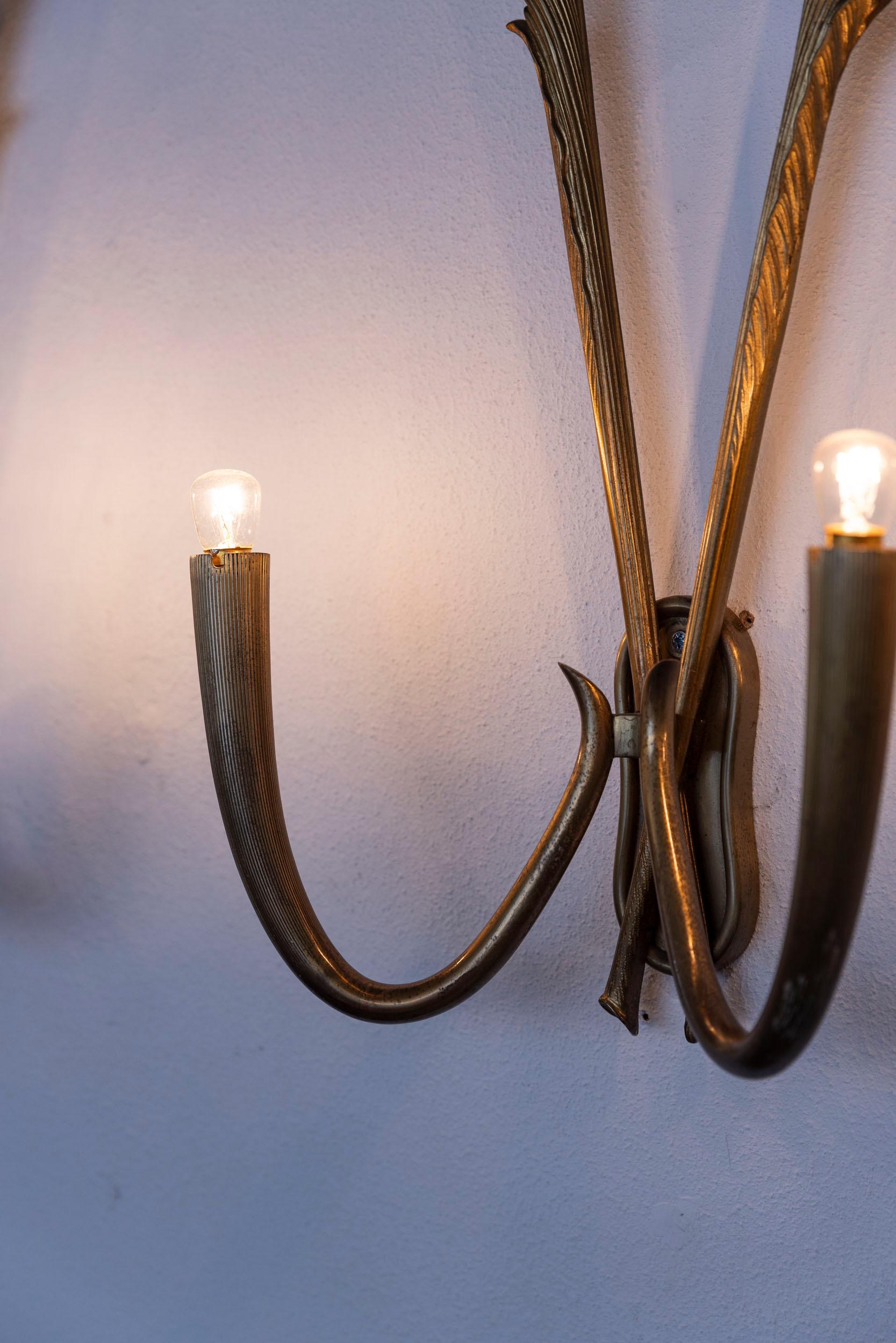 Midcentury bronze wall lights set attributed to Guglielmo Ulrich, Italy 1940 2