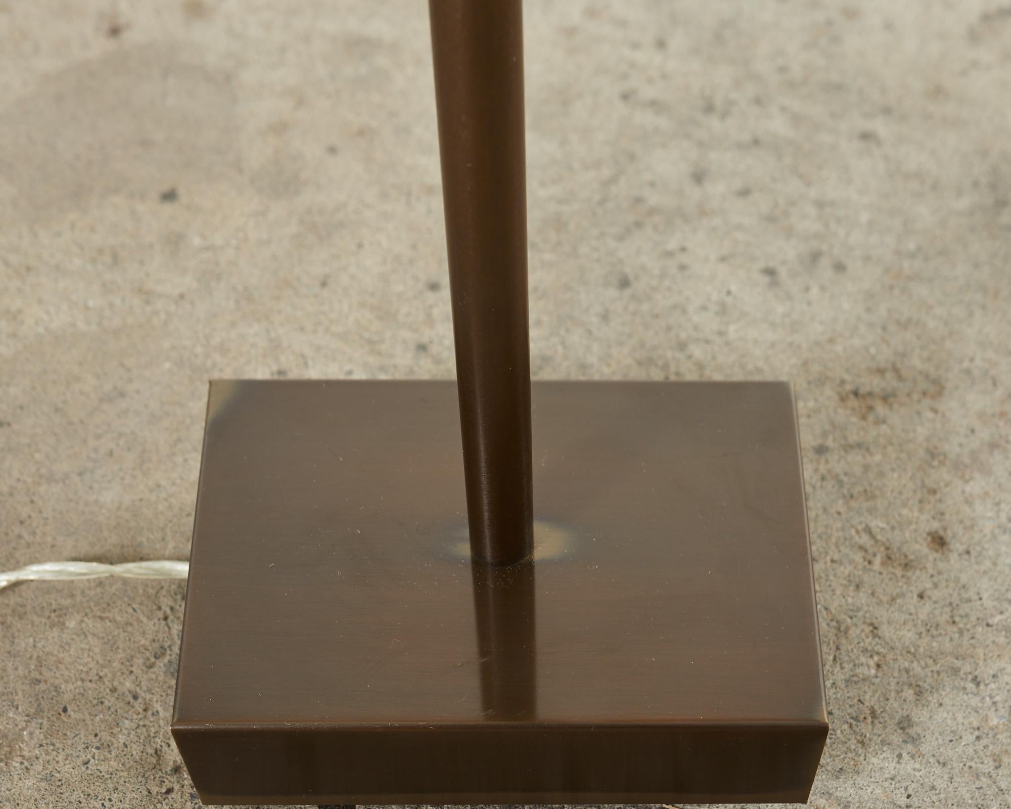 Metal Midcentury Bronzed Adjustable Pharmacy Floor Lamp Casella Attributed For Sale