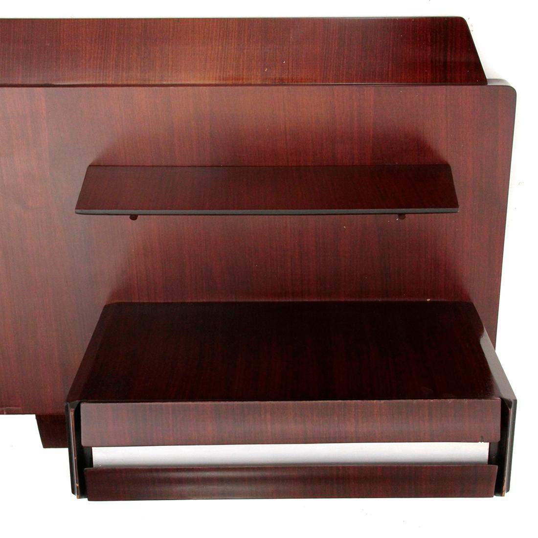 Mid-20th Century Midcentury Brown and White Italian Headboard with Nightstands, 1960s