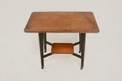 Midcentury Brown and Black Wood 2-Tiers Bar Cart, Belgium, 1950s