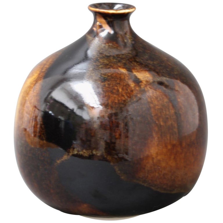 Midcentury Brown Ceramic Flower Vase, circa 1960s at 1stDibs